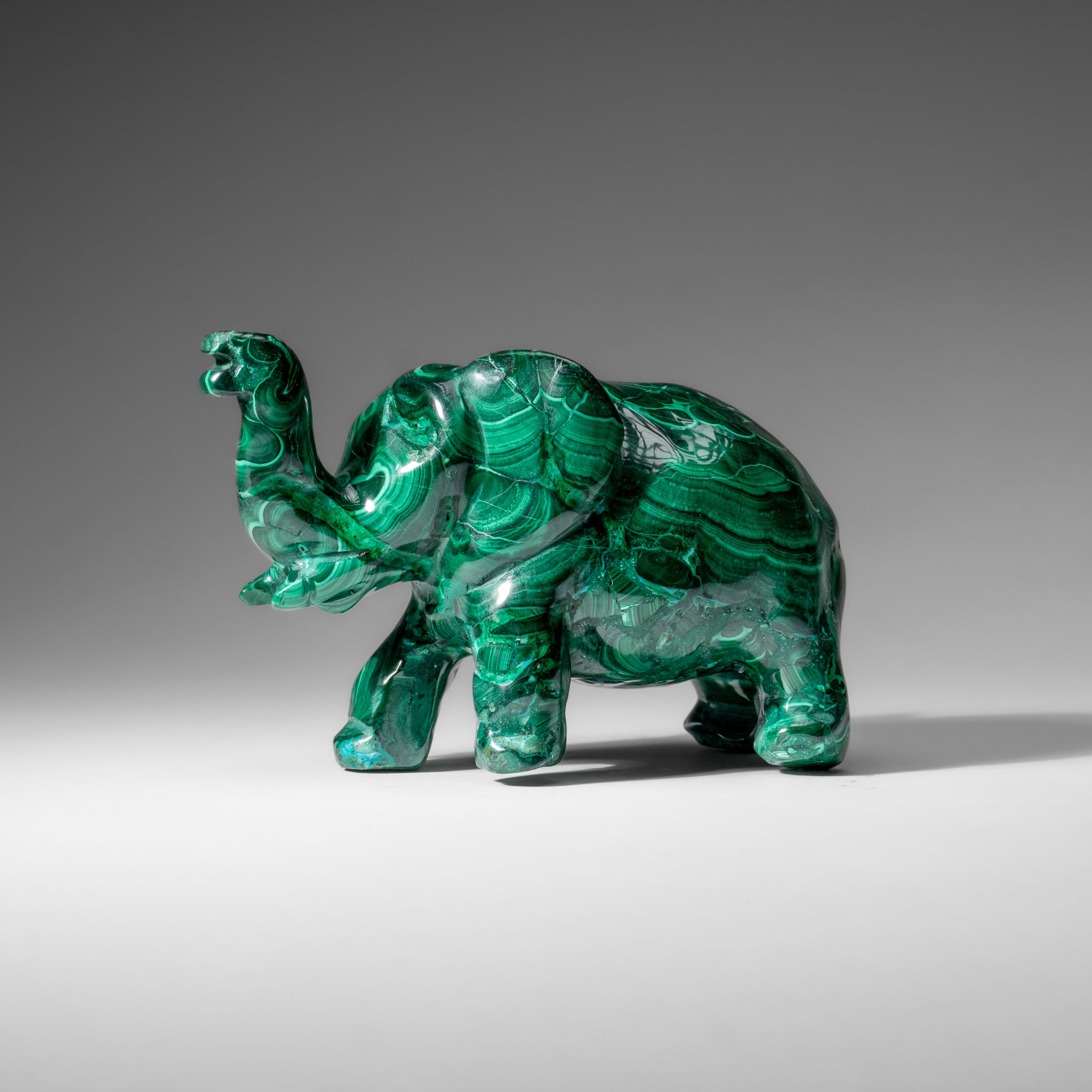 Genuine Polished Malachite Elephant Carving (3.1 lbs)