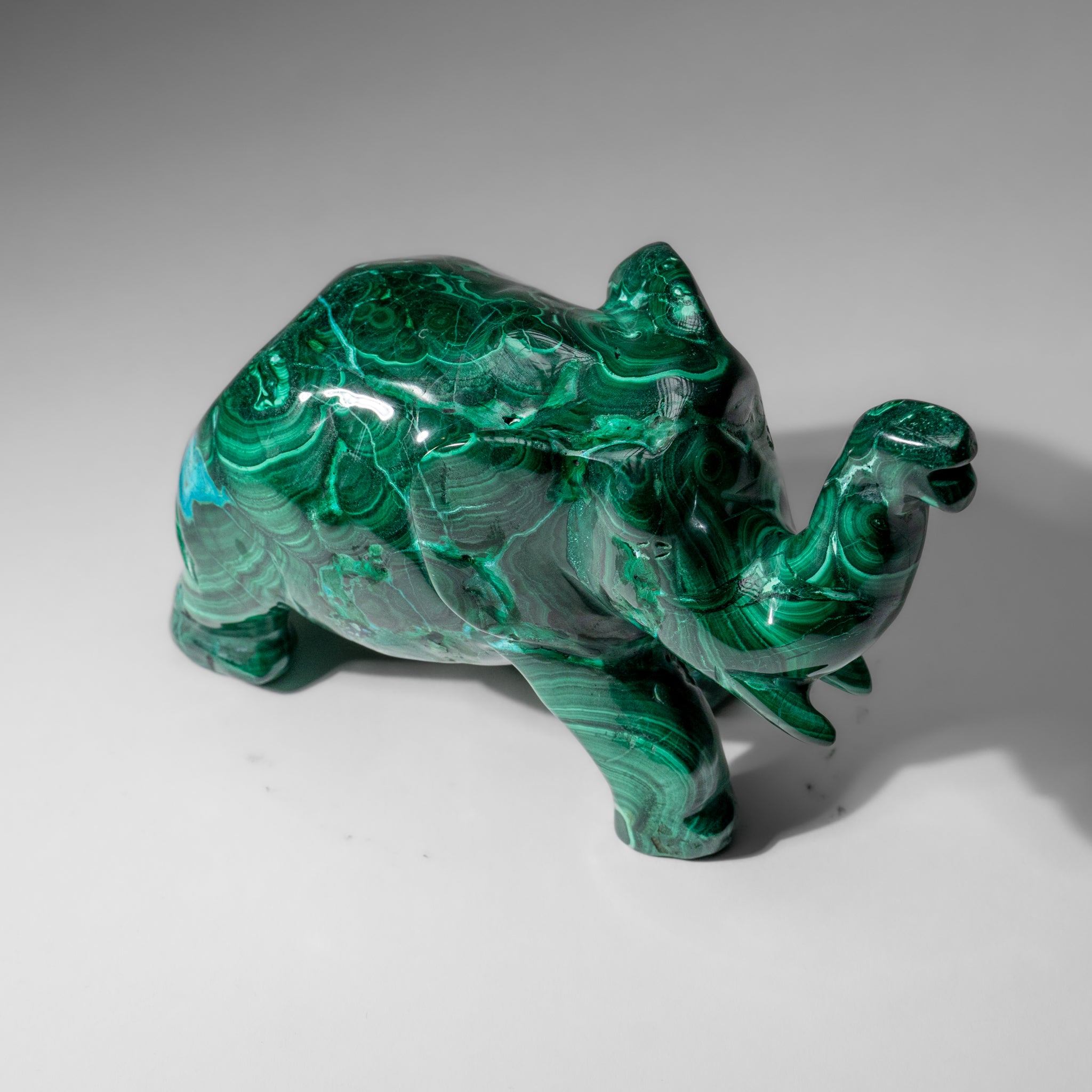 Genuine Polished Malachite Elephant Carving (3.1 lbs)
