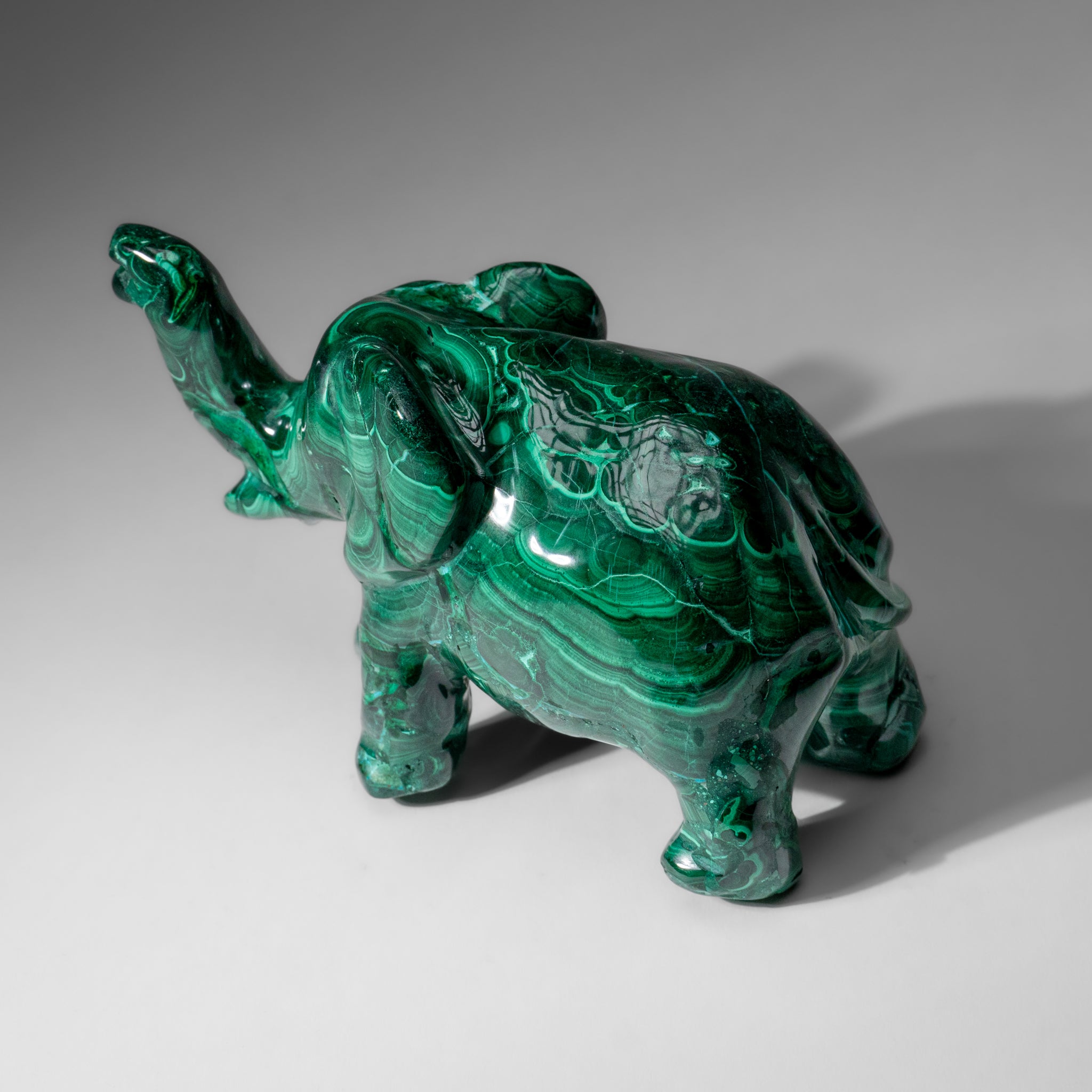Genuine Polished Malachite Elephant Carving (3.1 lbs)