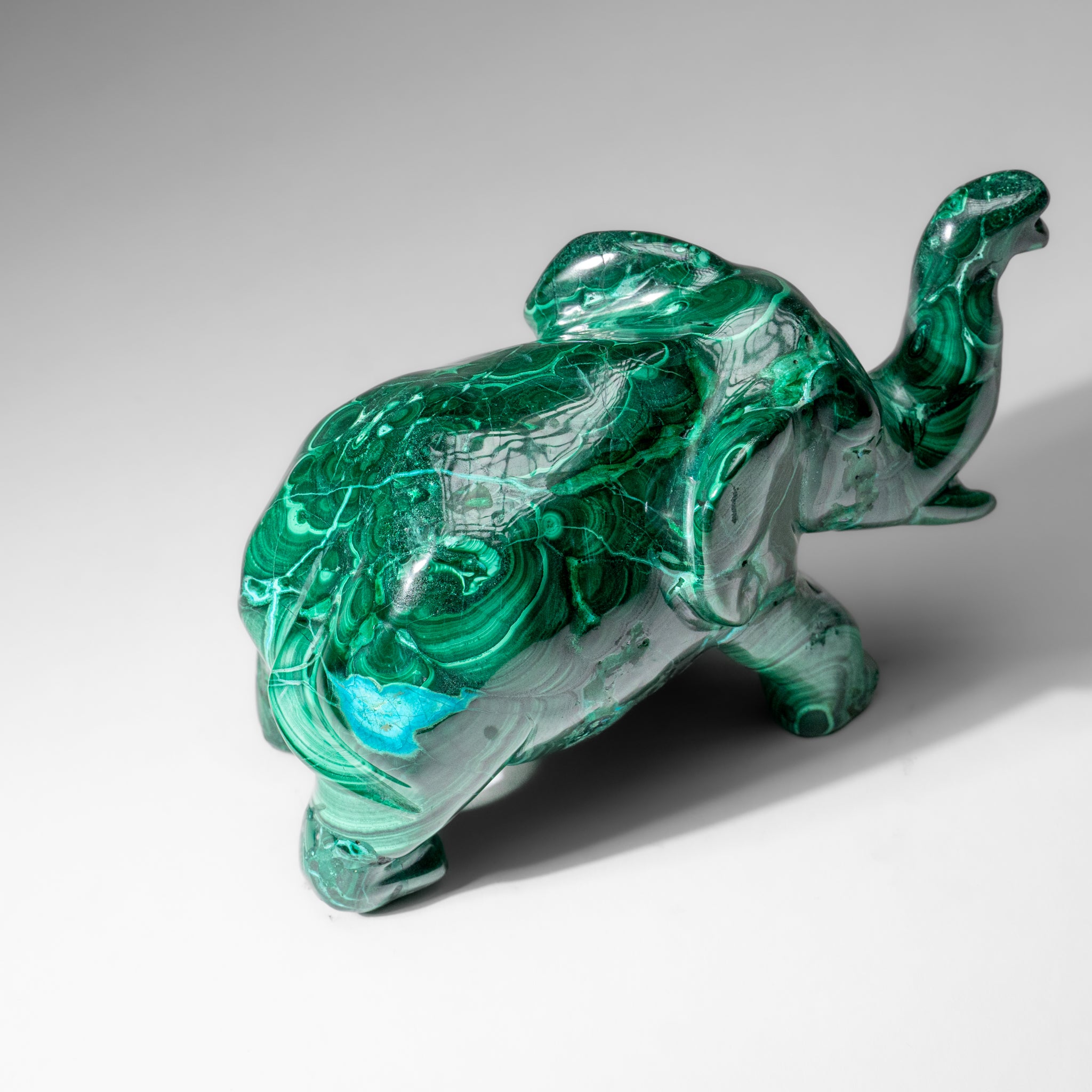 Genuine Polished Malachite Elephant Carving (3.1 lbs)