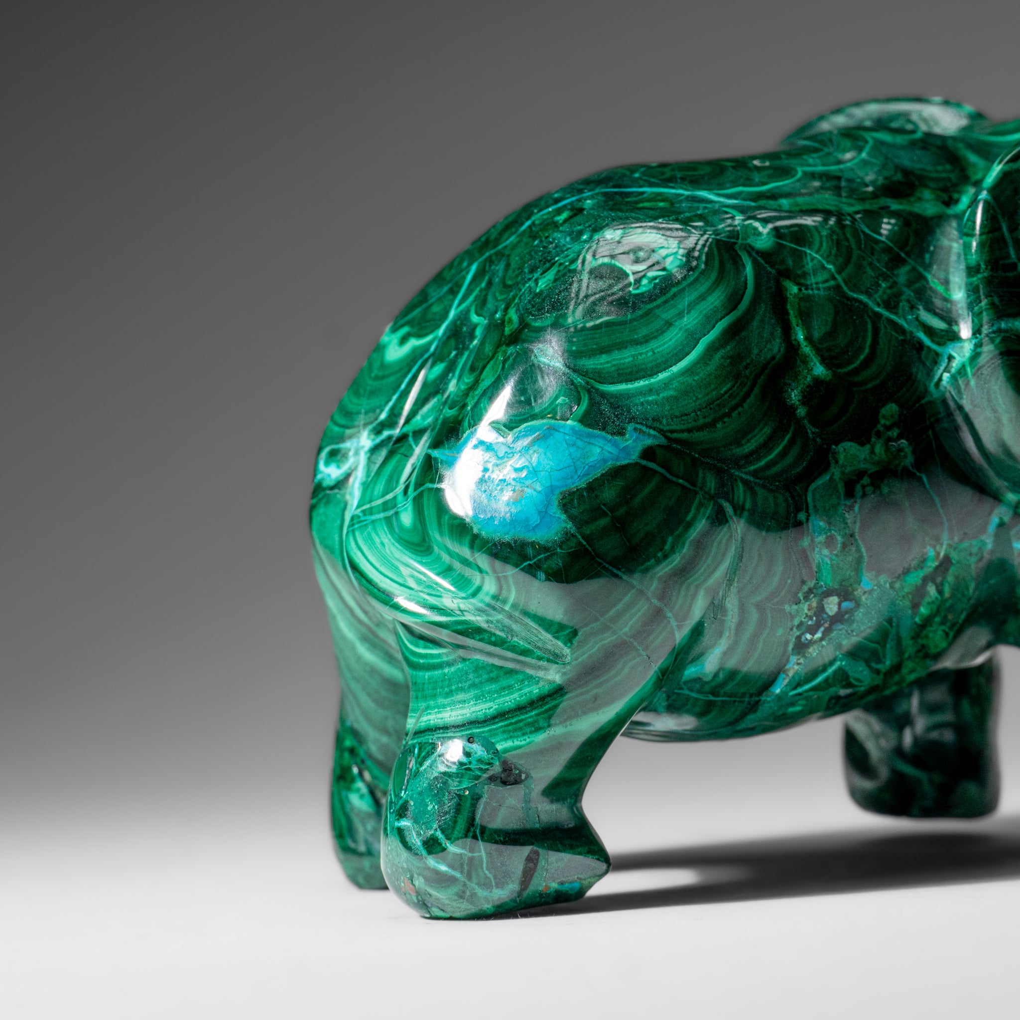 Genuine Polished Malachite Elephant Carving (3.1 lbs)