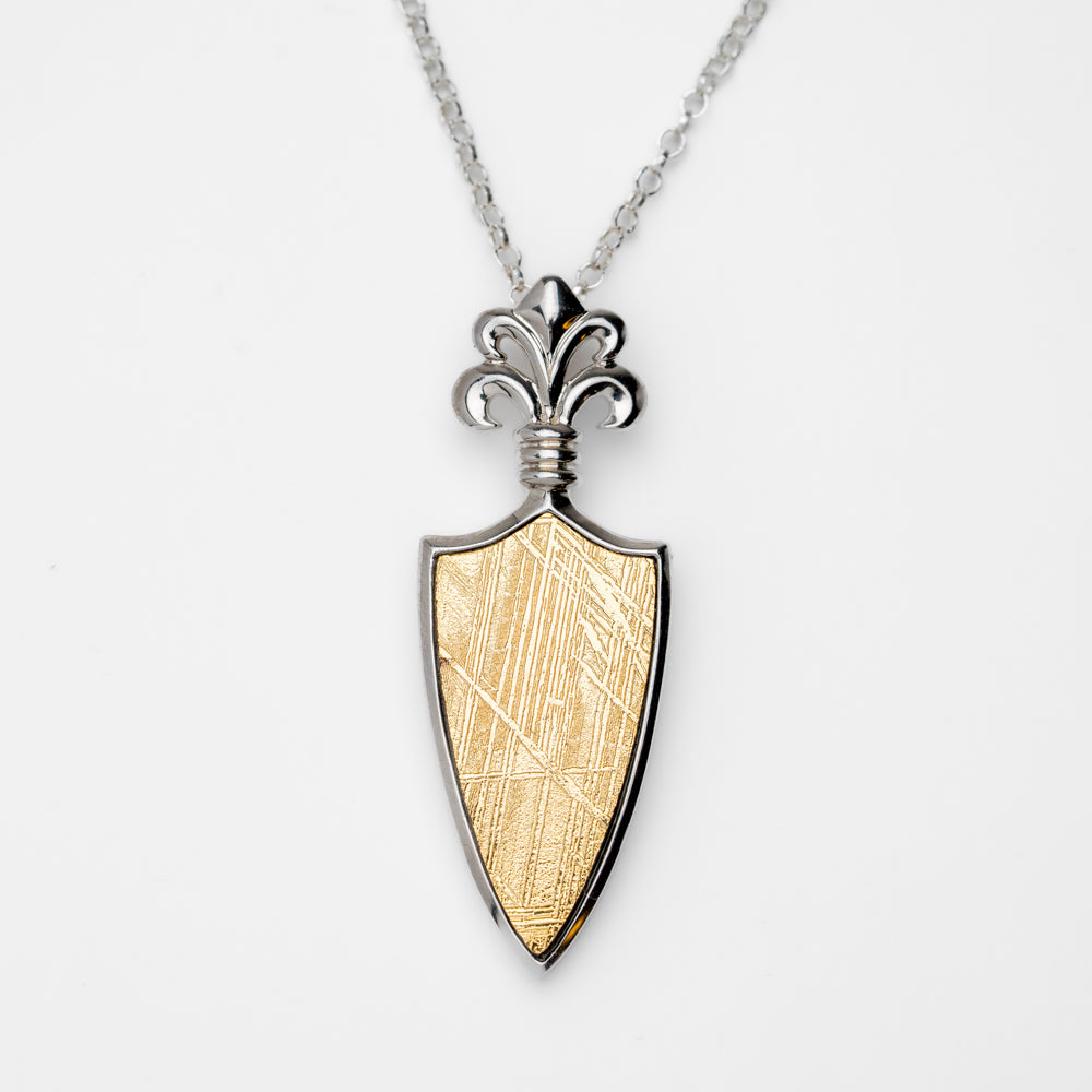 Muonionalusta Meteorite Spearhead Pendant with 18" Sterling Silver Chain