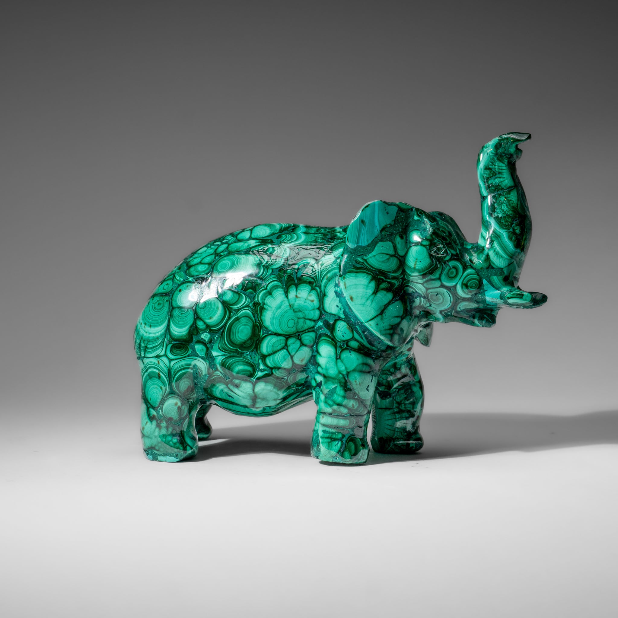 Genuine Polished Malachite Elephant Carving (6.3 lbs)