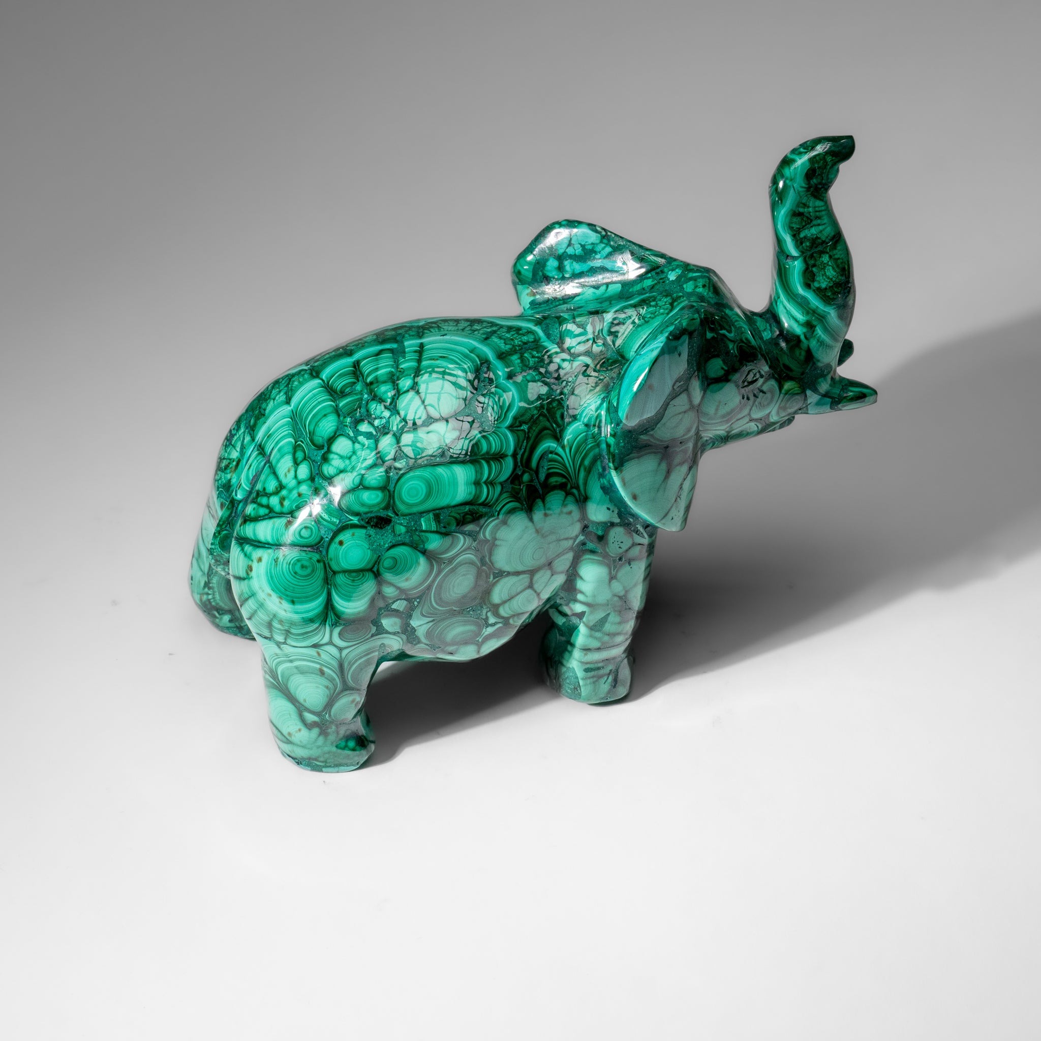 Genuine Polished Malachite Elephant Carving (6.3 lbs)