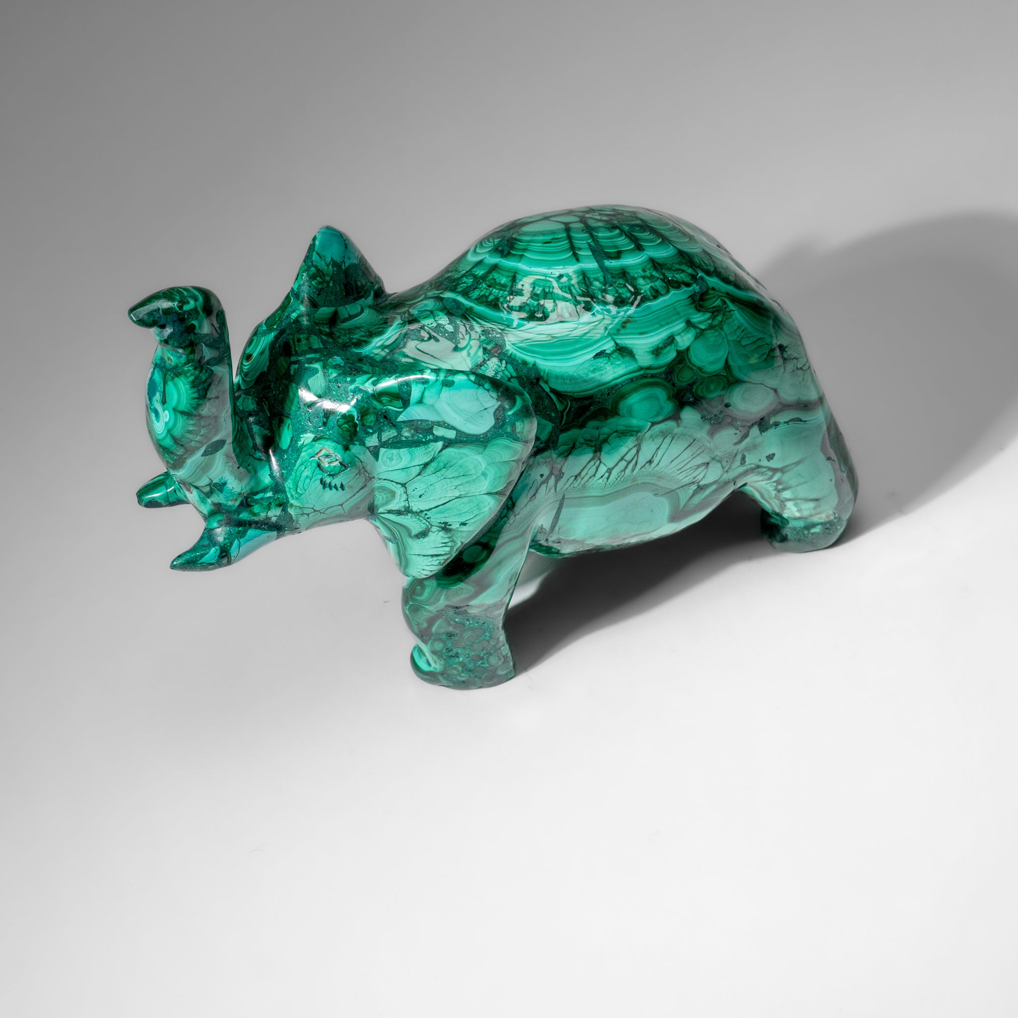 Genuine Polished Malachite Elephant Carving (6.3 lbs)