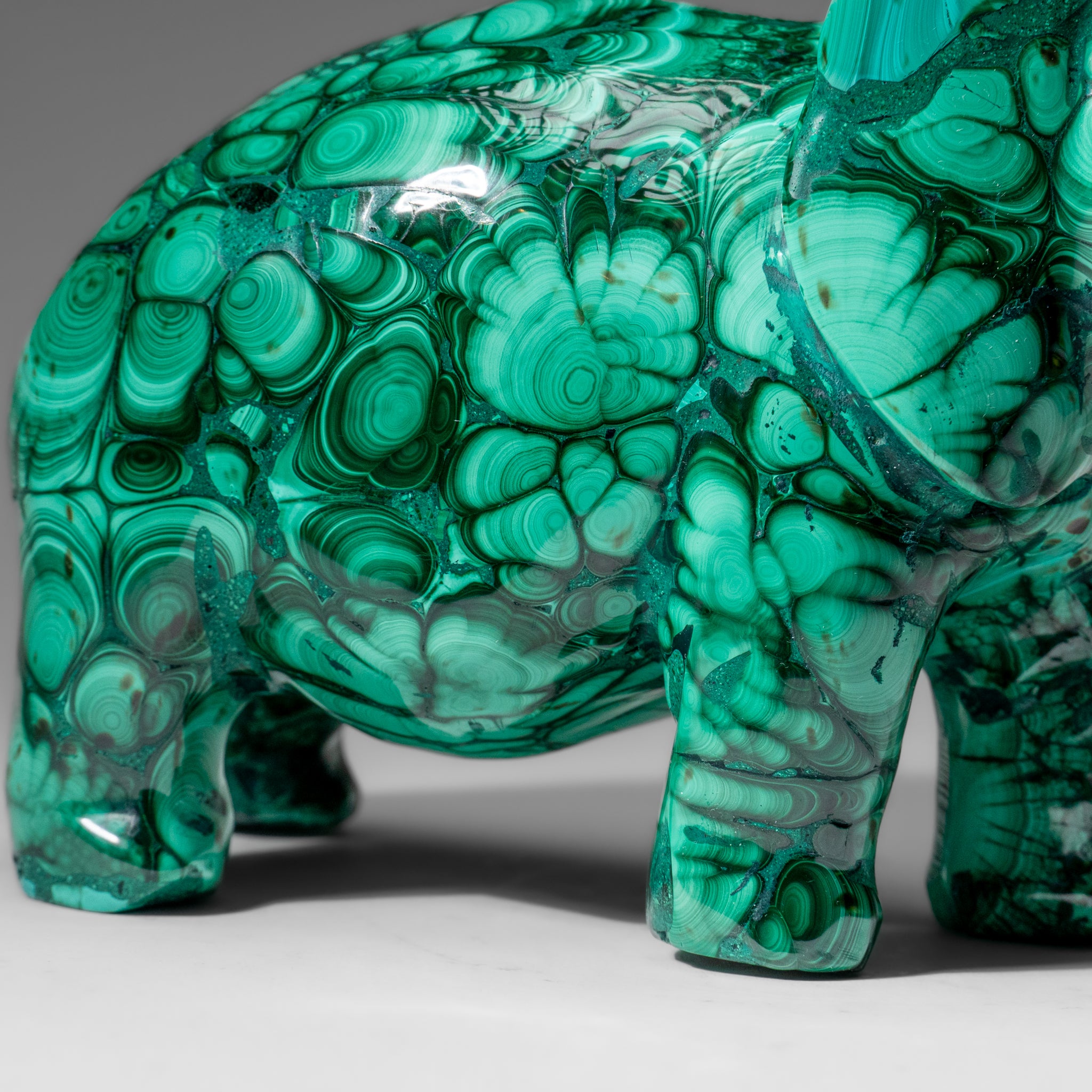 Genuine Polished Malachite Elephant Carving (6.3 lbs)