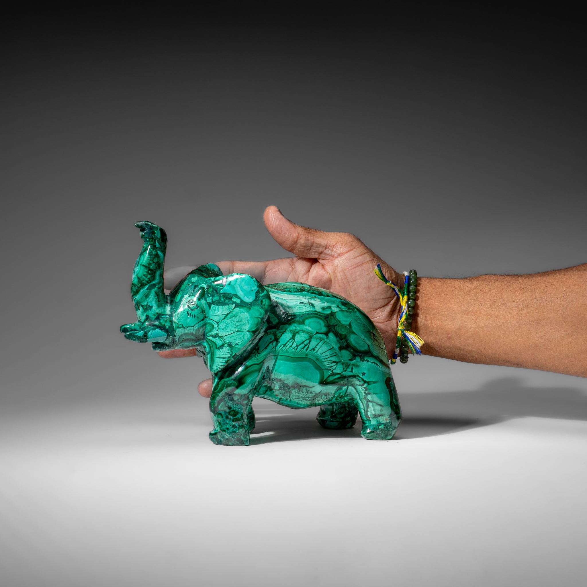 Genuine Polished Malachite Elephant Carving (6.3 lbs)