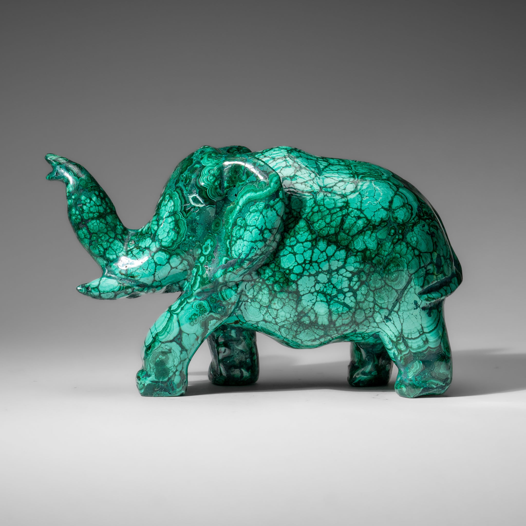 Genuine Polished Malachite Elephant Carving (6.5 lbs)