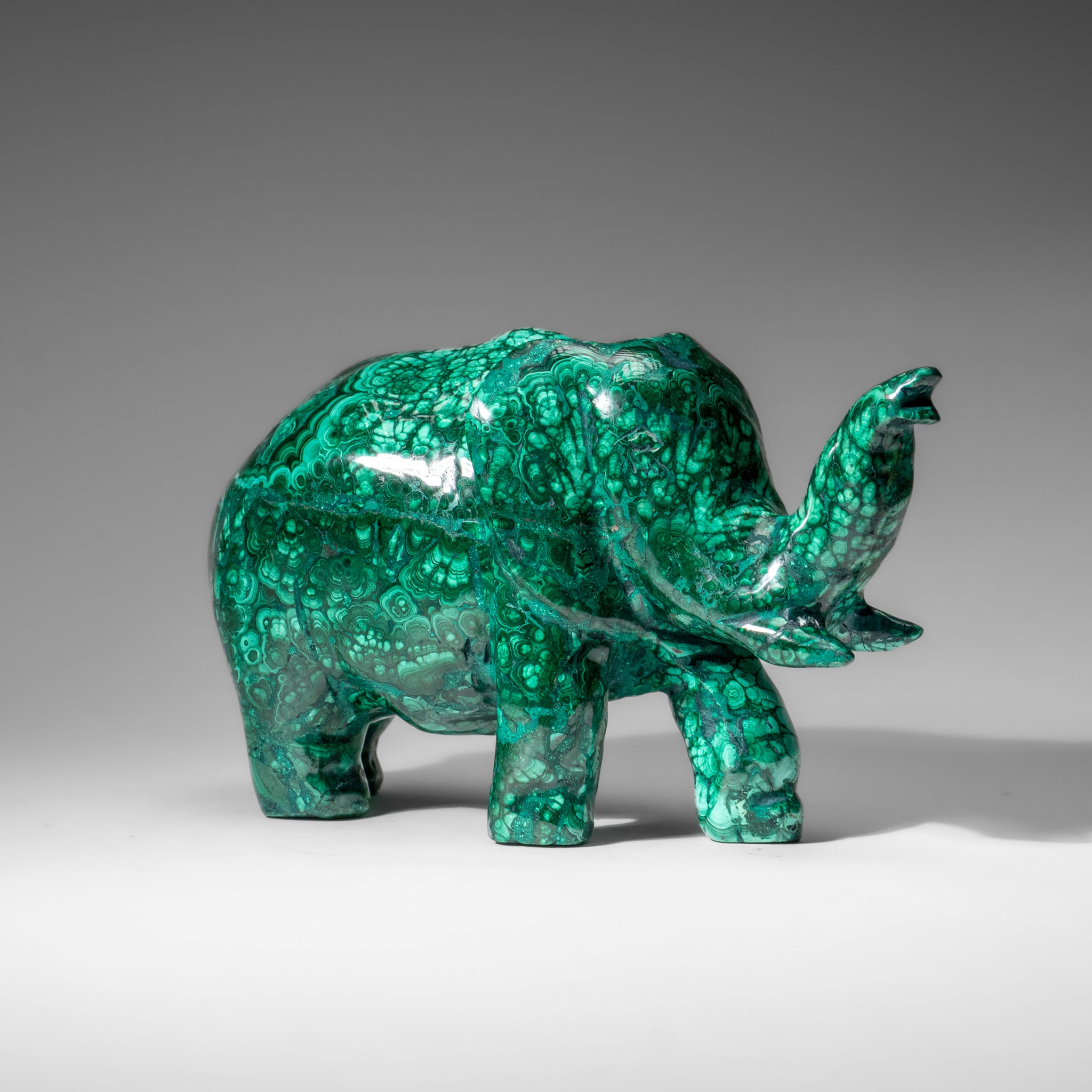 Genuine Polished Malachite Elephant Carving (6.5 lbs)