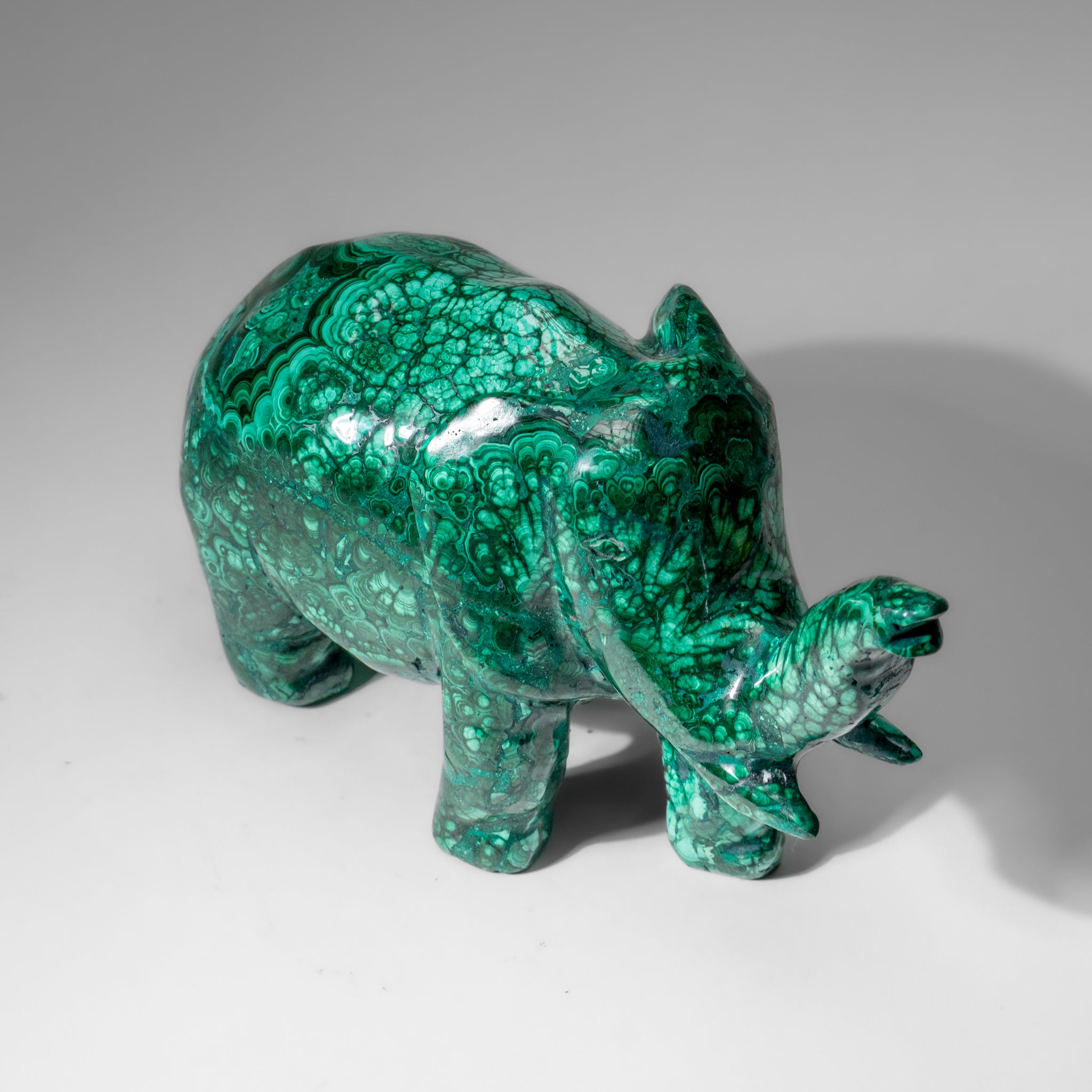 Genuine Polished Malachite Elephant Carving (6.5 lbs)