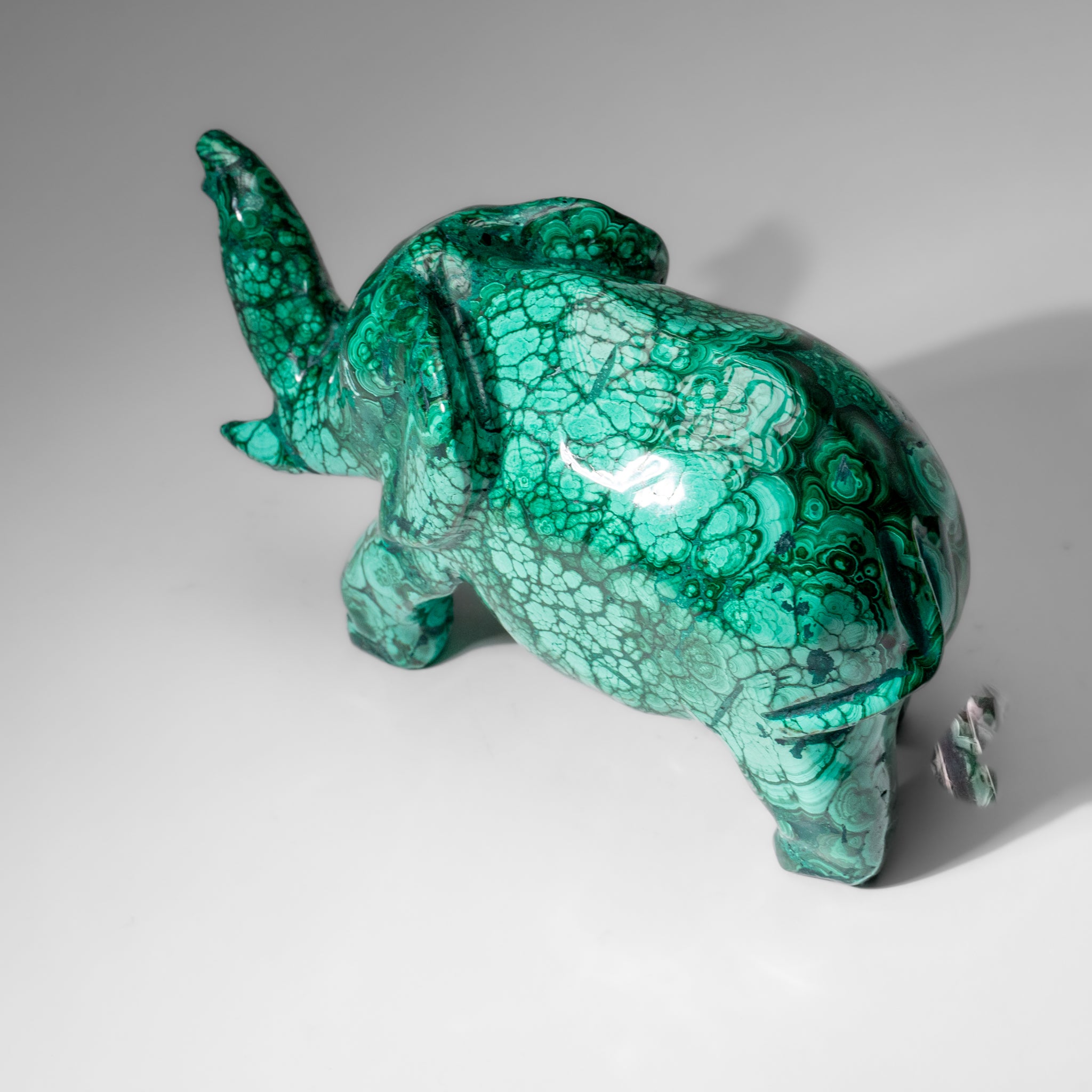 Genuine Polished Malachite Elephant Carving (6.5 lbs)