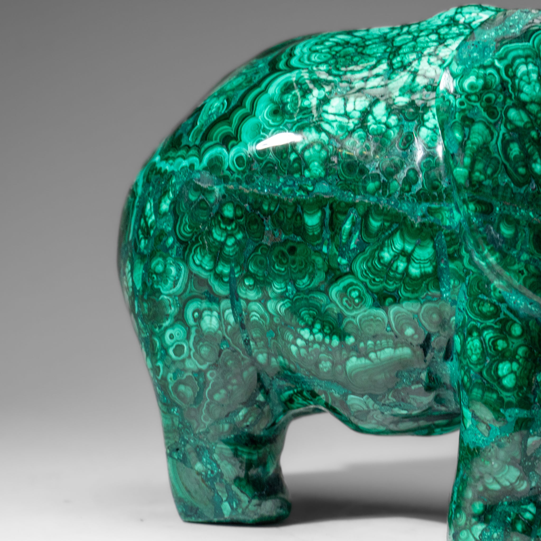 Genuine Polished Malachite Elephant Carving (6.5 lbs)