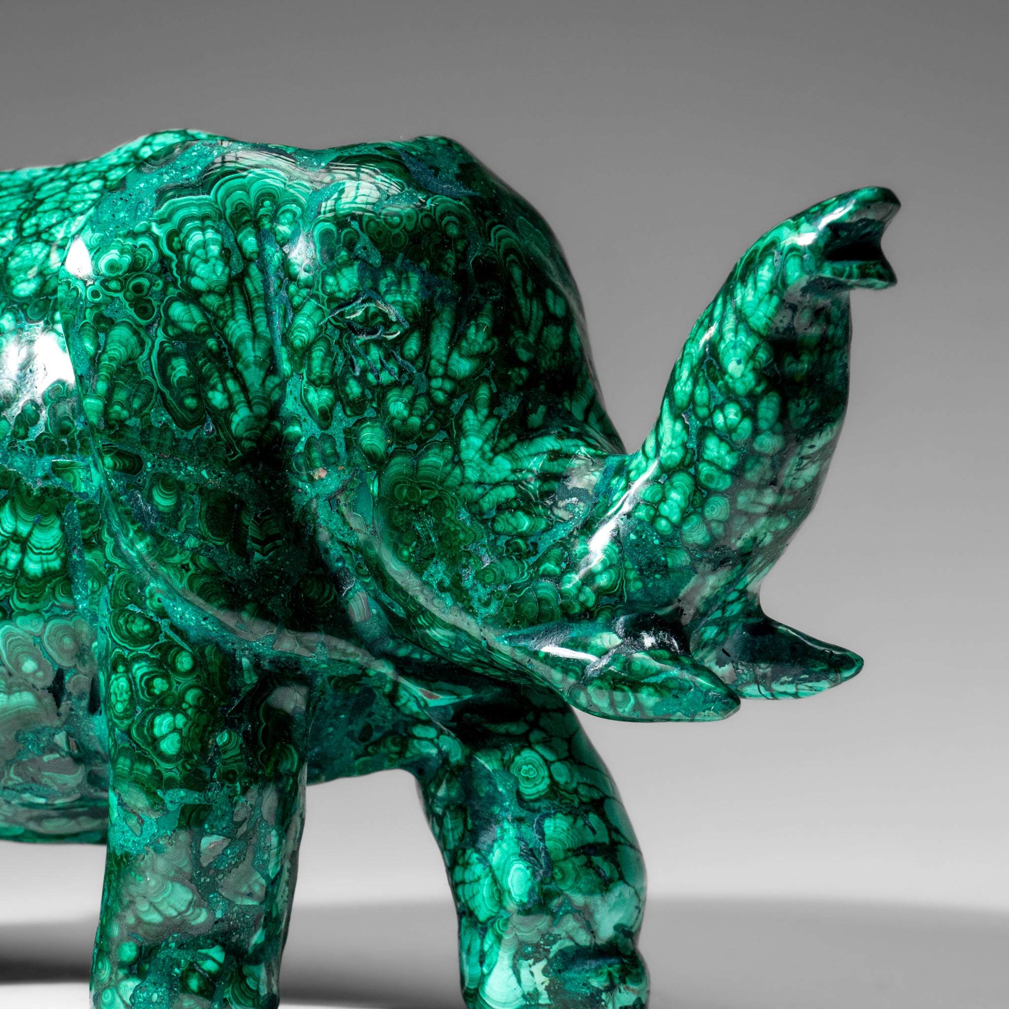 Genuine Polished Malachite Elephant Carving (6.5 lbs)