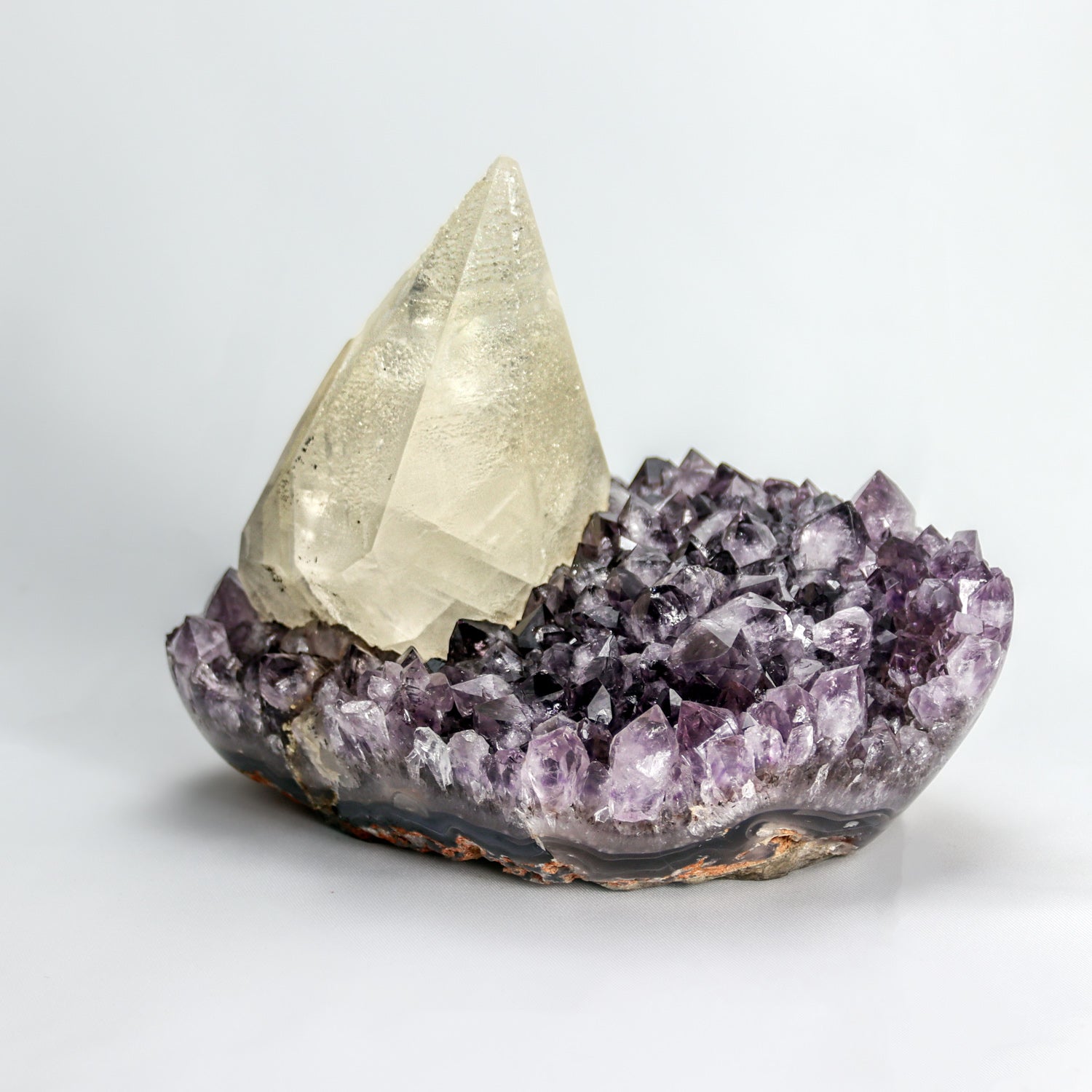 Calcite on Amethyst From San Eugenio, Artigas Dept., Uruguay (12 lbs)(UR-AMG1)