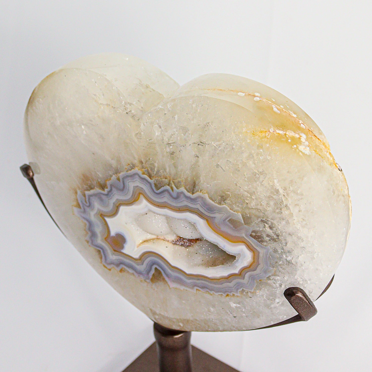 Genuine Polished Agate Geode Heart on Stand from Brazil (6.6 lbs)(UR-AMG10)