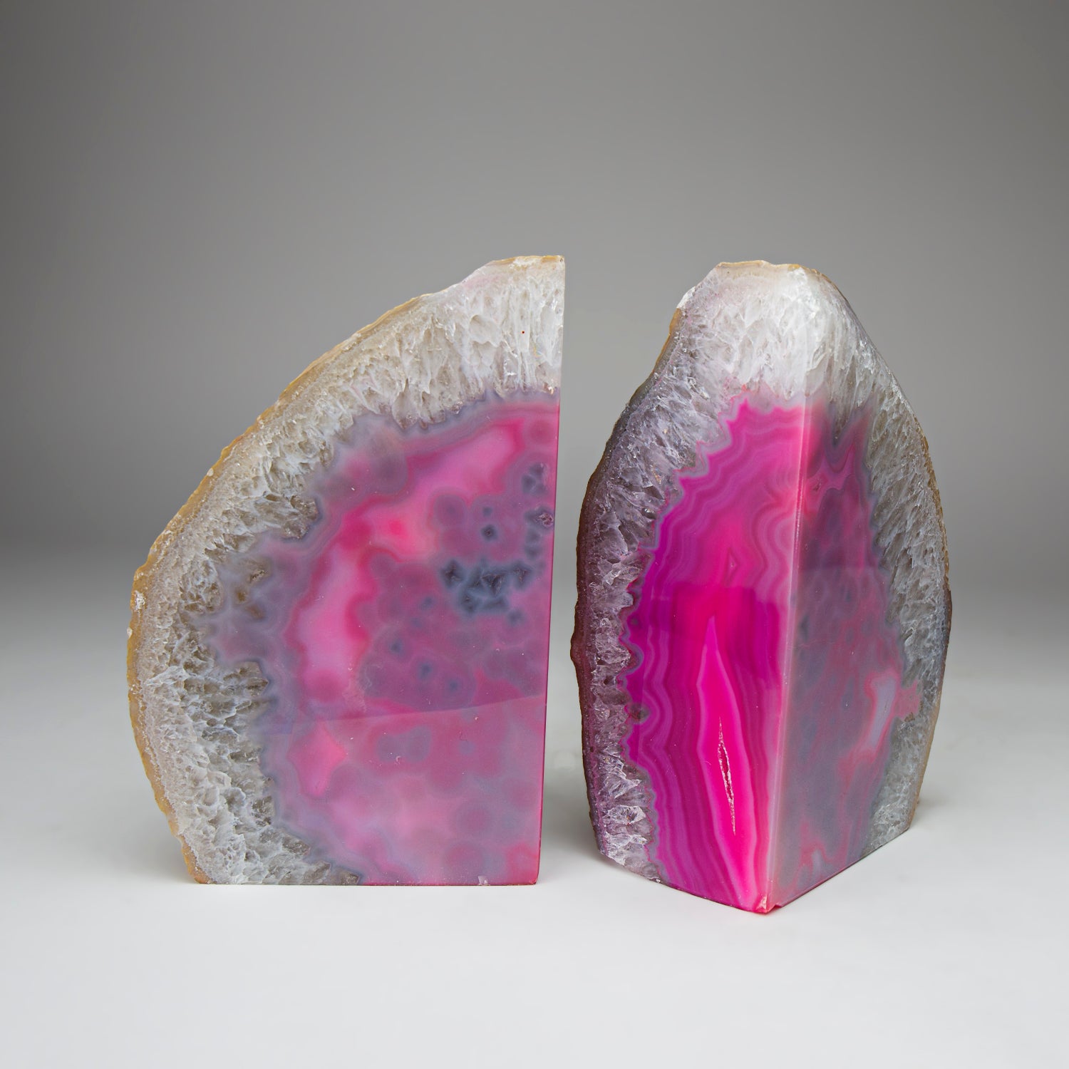 Genuine Quartz with Pink Agate Bookends from Brazil (7.4 lbs)