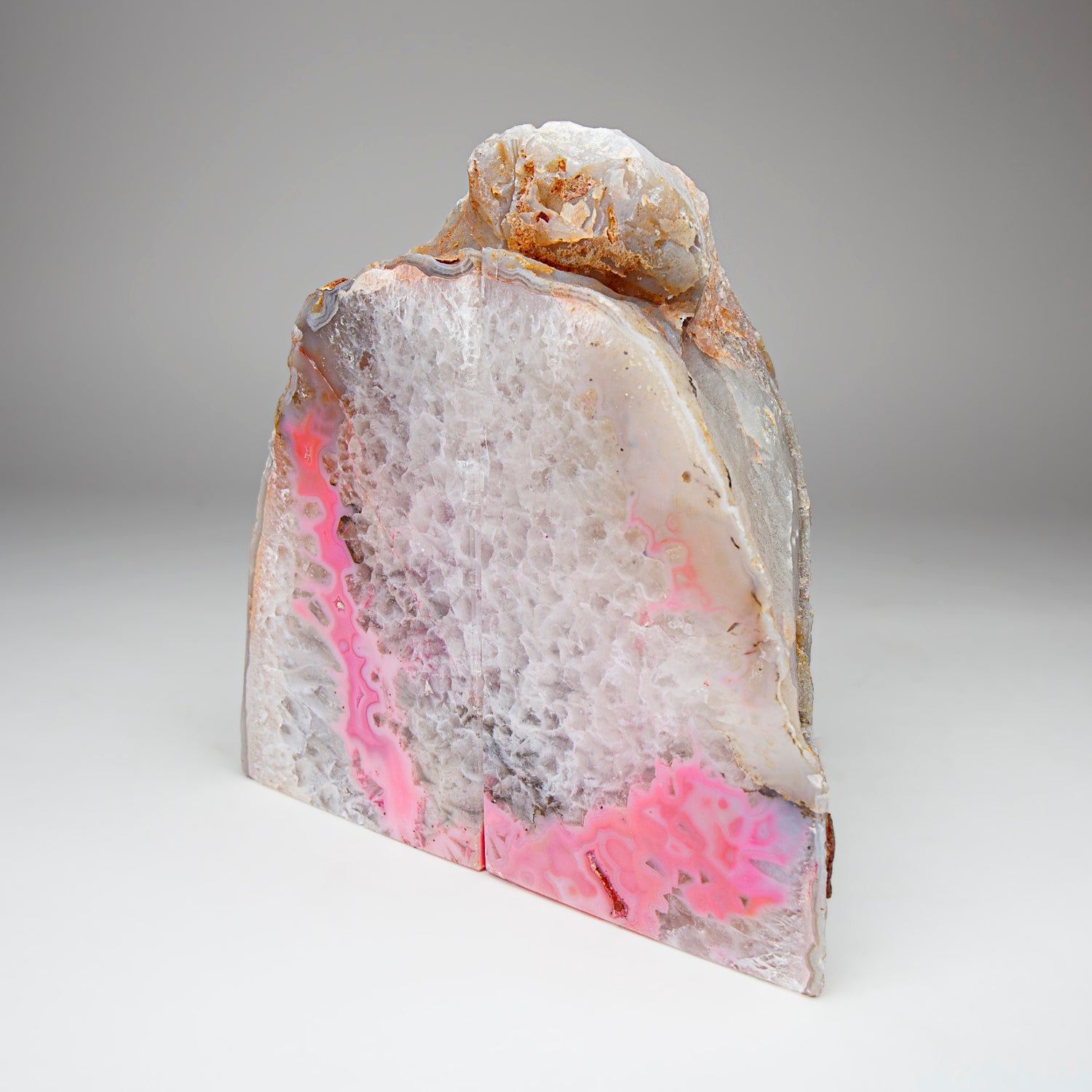 Genuine Quartz with Pink Agate Bookends from Brazil (8.5 lbs)