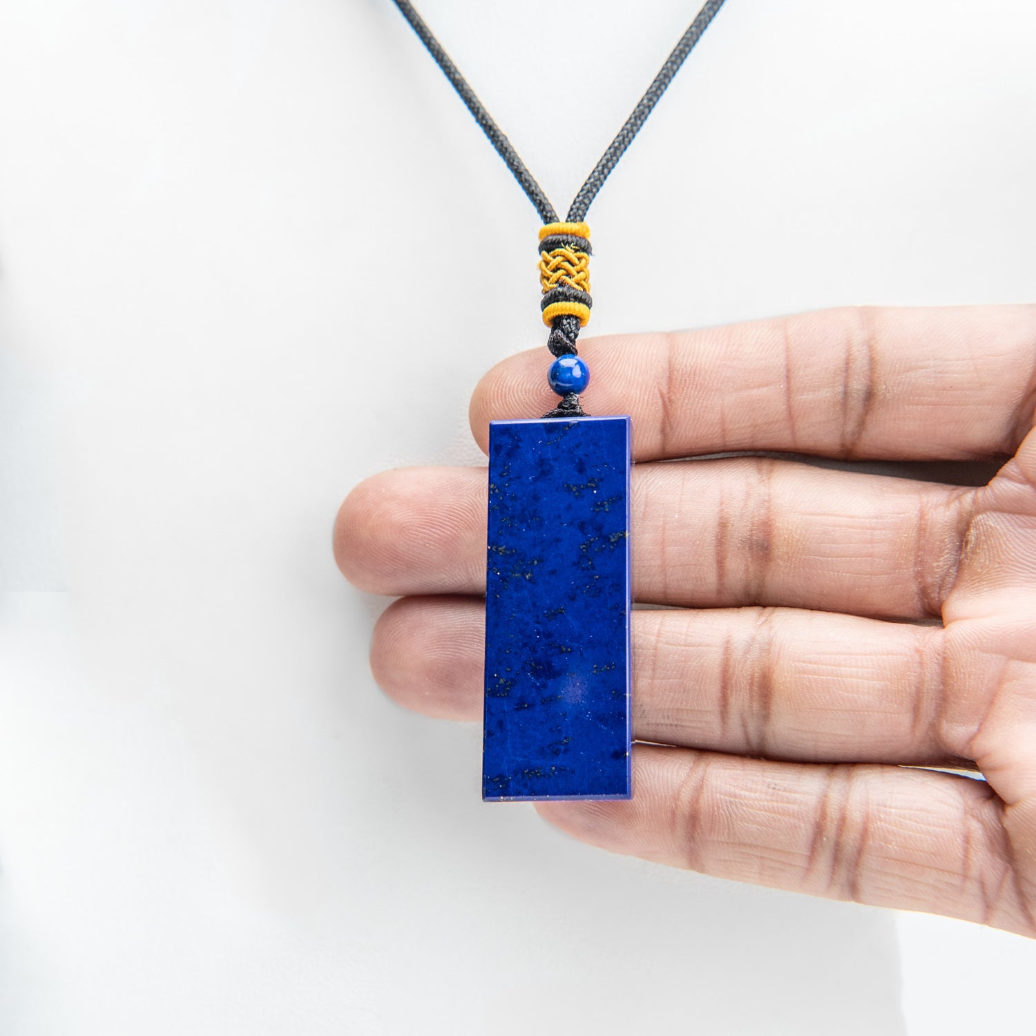 Genuine Lapis Lazuli Pendant with Black Cord