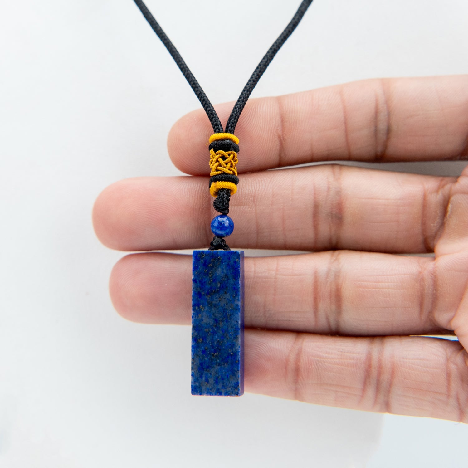 Genuine Lapis Lazuli Pendant with Black Cord Necklace