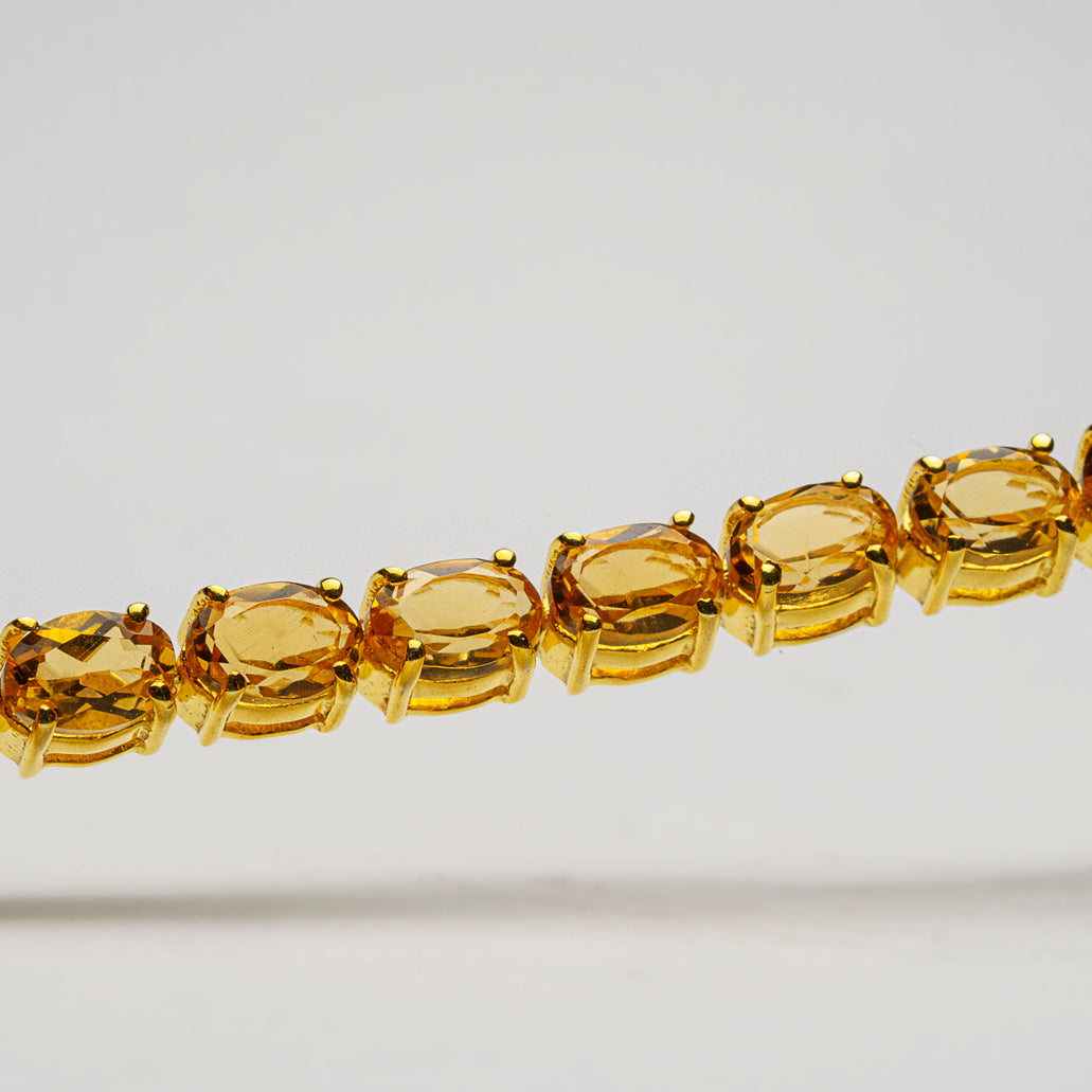 12K Yellow Citrine Glass Tennis Bracelet 7.25