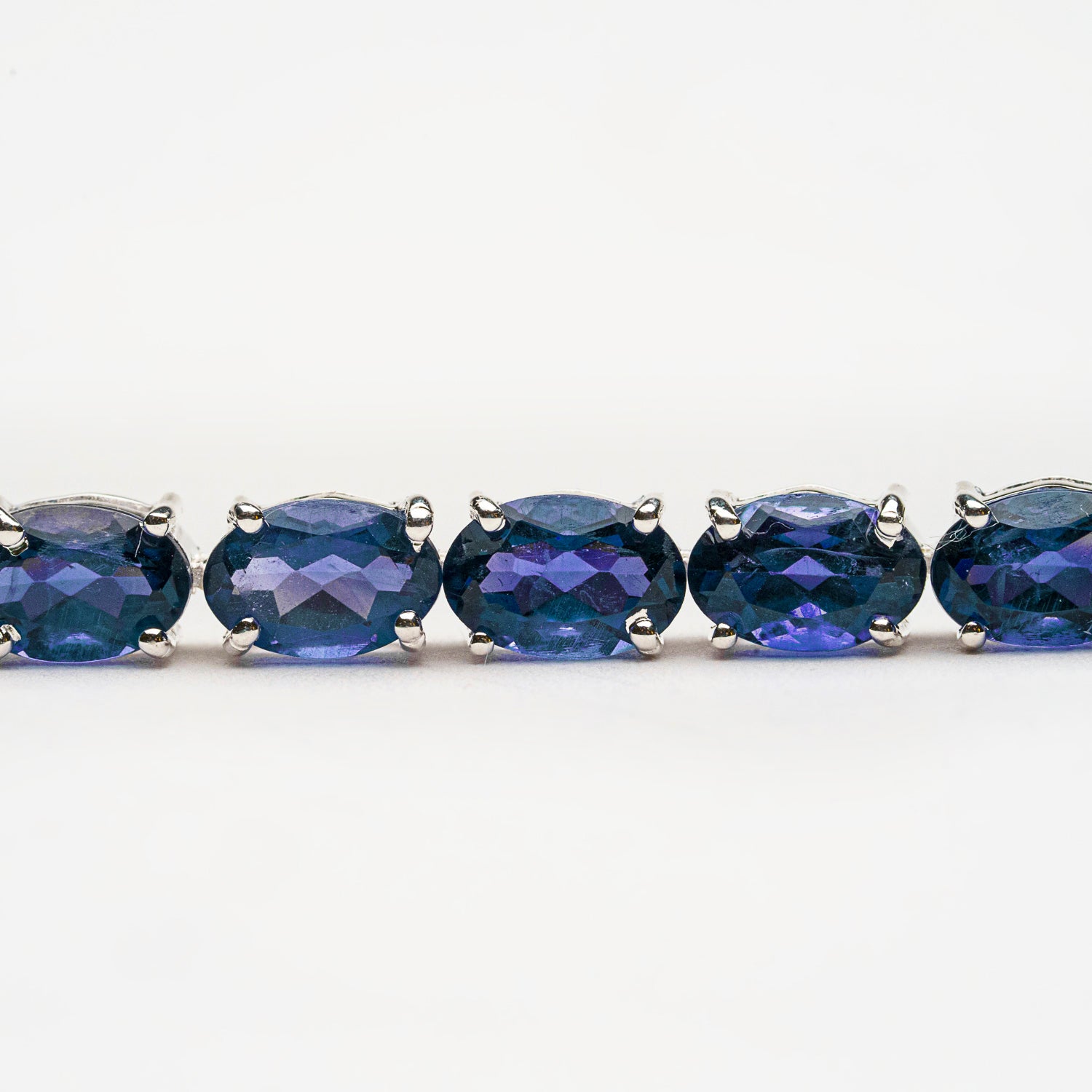 Genuine Sapphire Gemstone Tennis Bracelet in .925 Sterling Silver