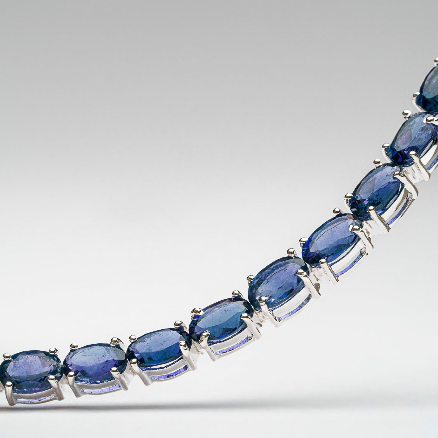 Genuine Sapphire Gemstone Tennis Bracelet in .925 Sterling Silver