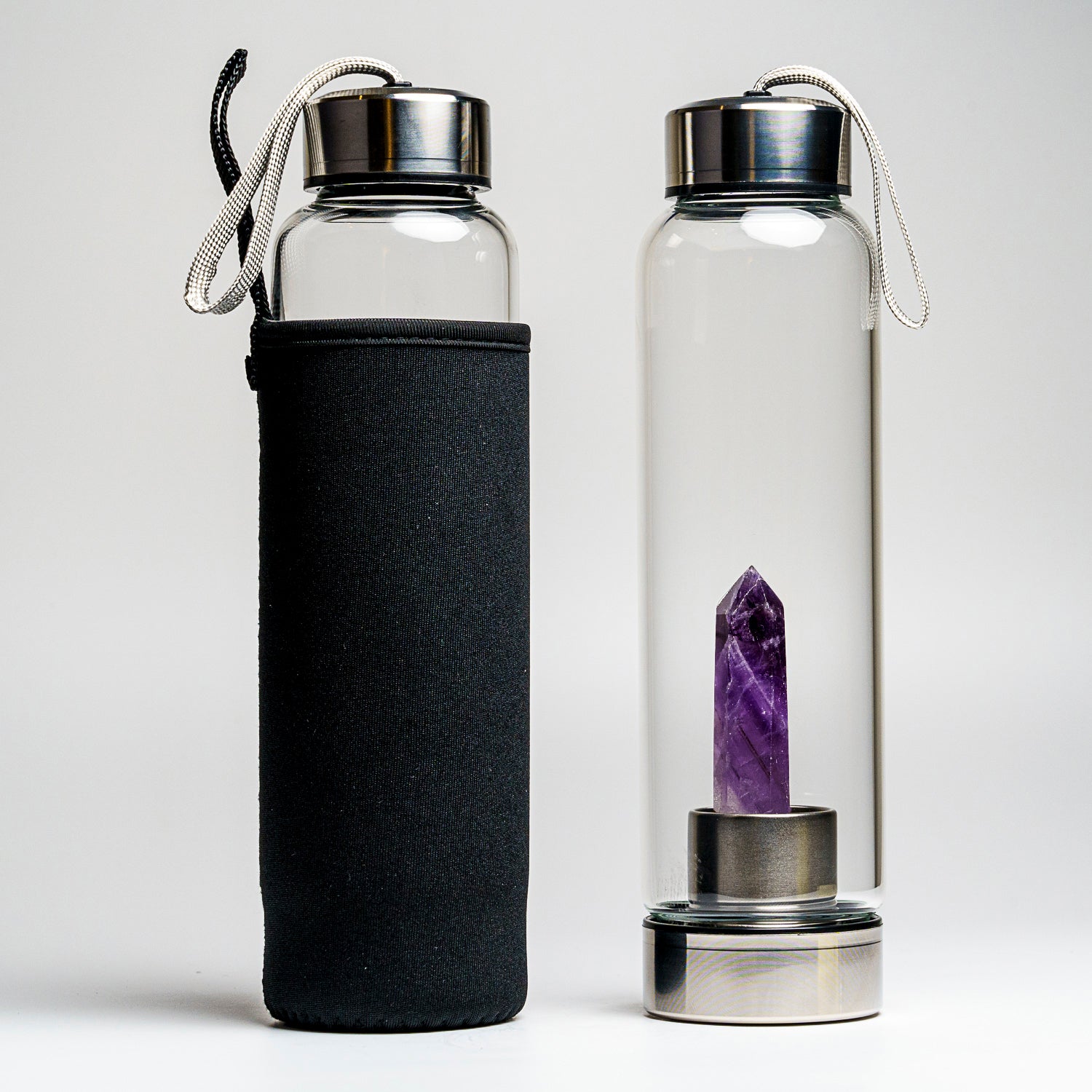 Genuine Amethyst Energy Crystal Water Bottle