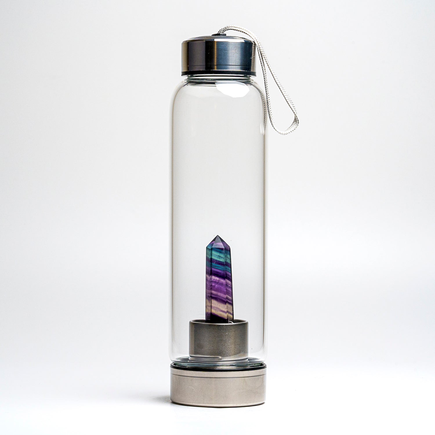 Genuine Rainbow Fluorite Energy Crystal Water Bottle