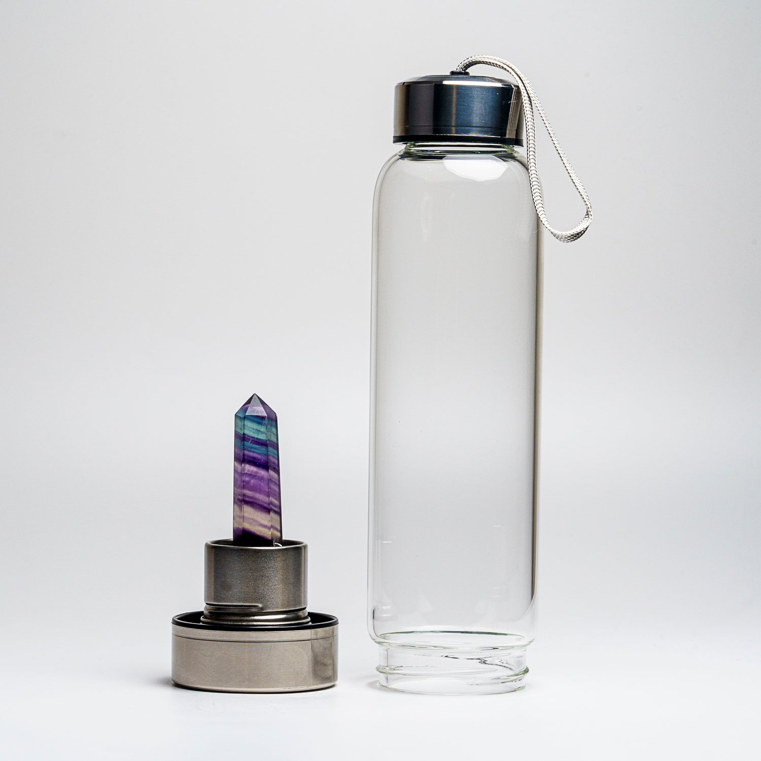 Genuine Rainbow Fluorite Energy Crystal Water Bottle