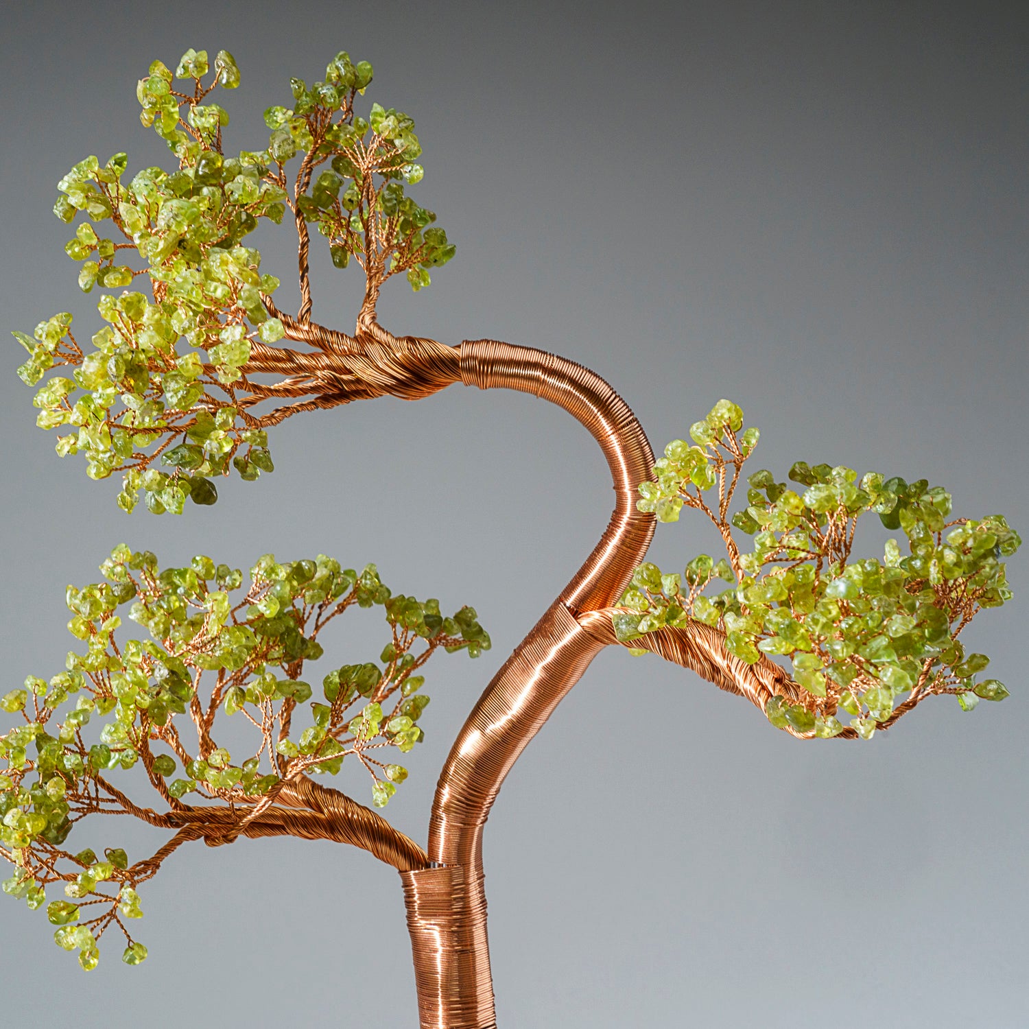 Genuine Peridot Gemstone Bonsai Tree on Fluorite Base (12” Tall)