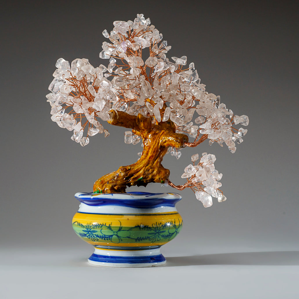 bonsai tree stones Genuine Quartz Bonsai Tree in Round Ceramic Pot (8.5” Tall) — Astro Gallery  of Gems