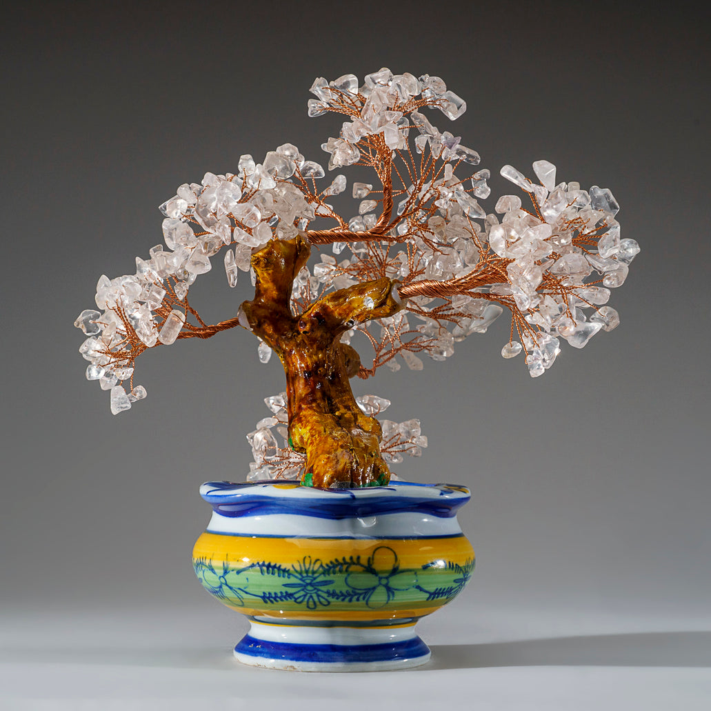 stone bonsai tree Genuine Quartz Bonsai Tree in Round Ceramic Pot (8.5” Tall) — Astro Gallery  of Gems