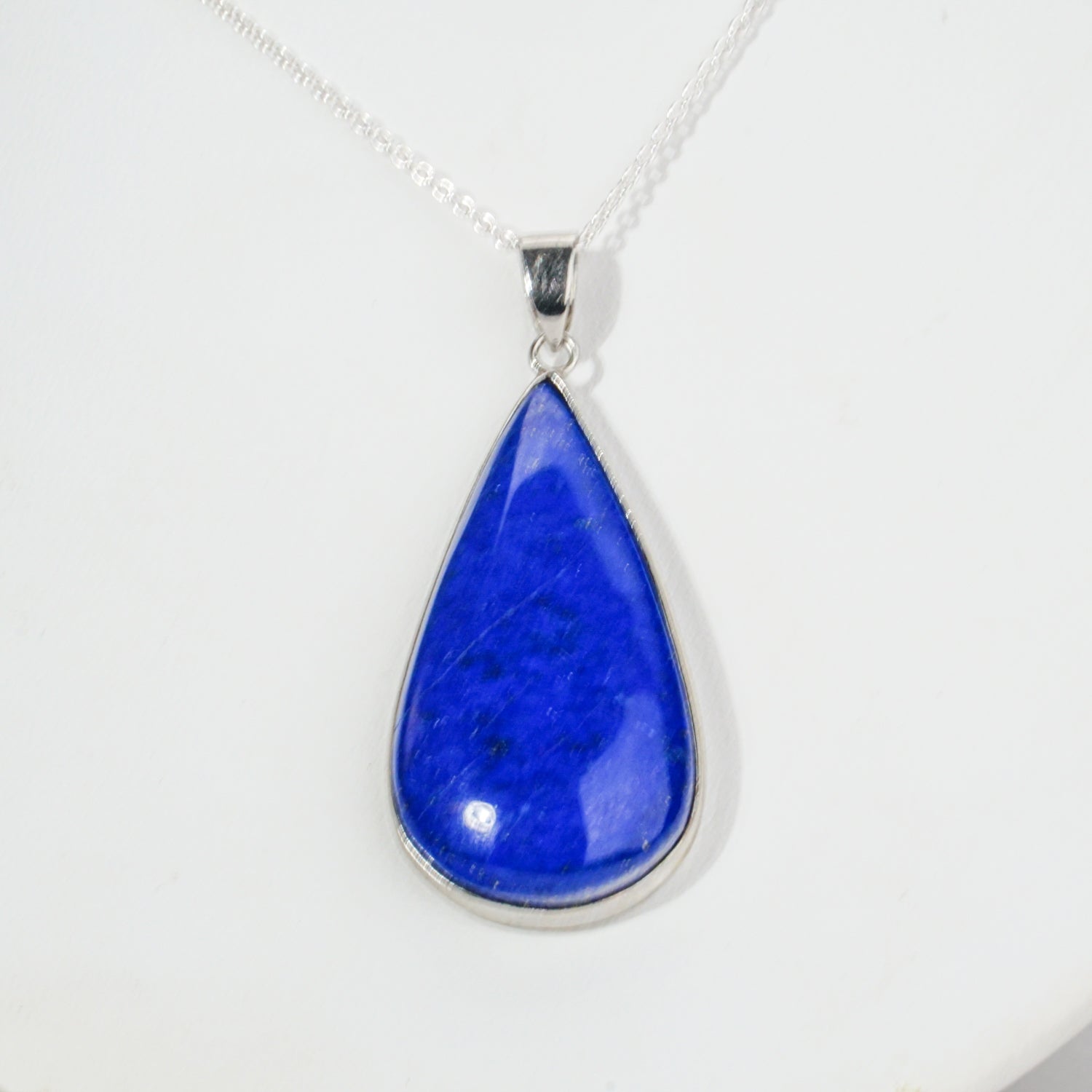 Genuine Lapis Lazuli Pendant with 18" Sterling Silver Chain