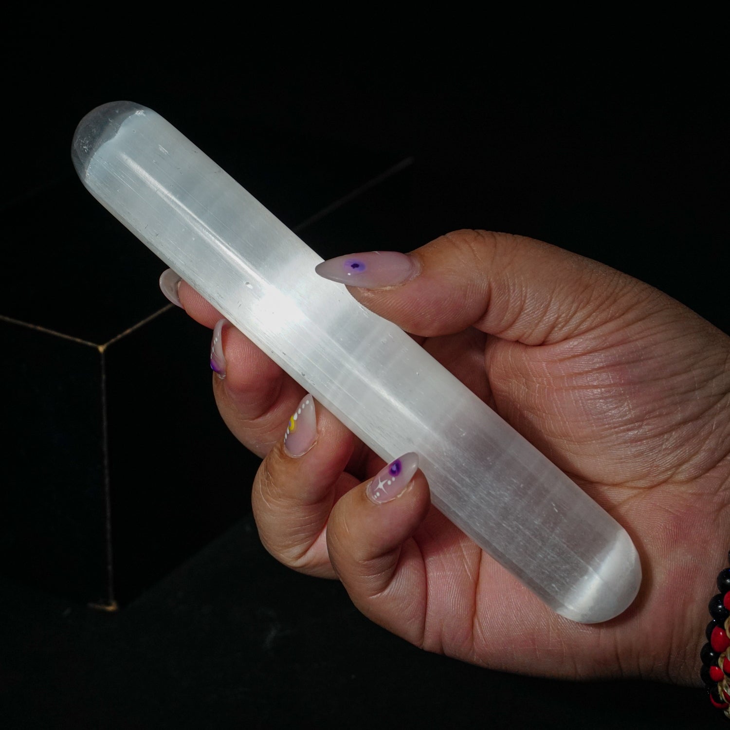 Genuine Cats-Eye Selenite Massage Wand from Morocco (142 grams)