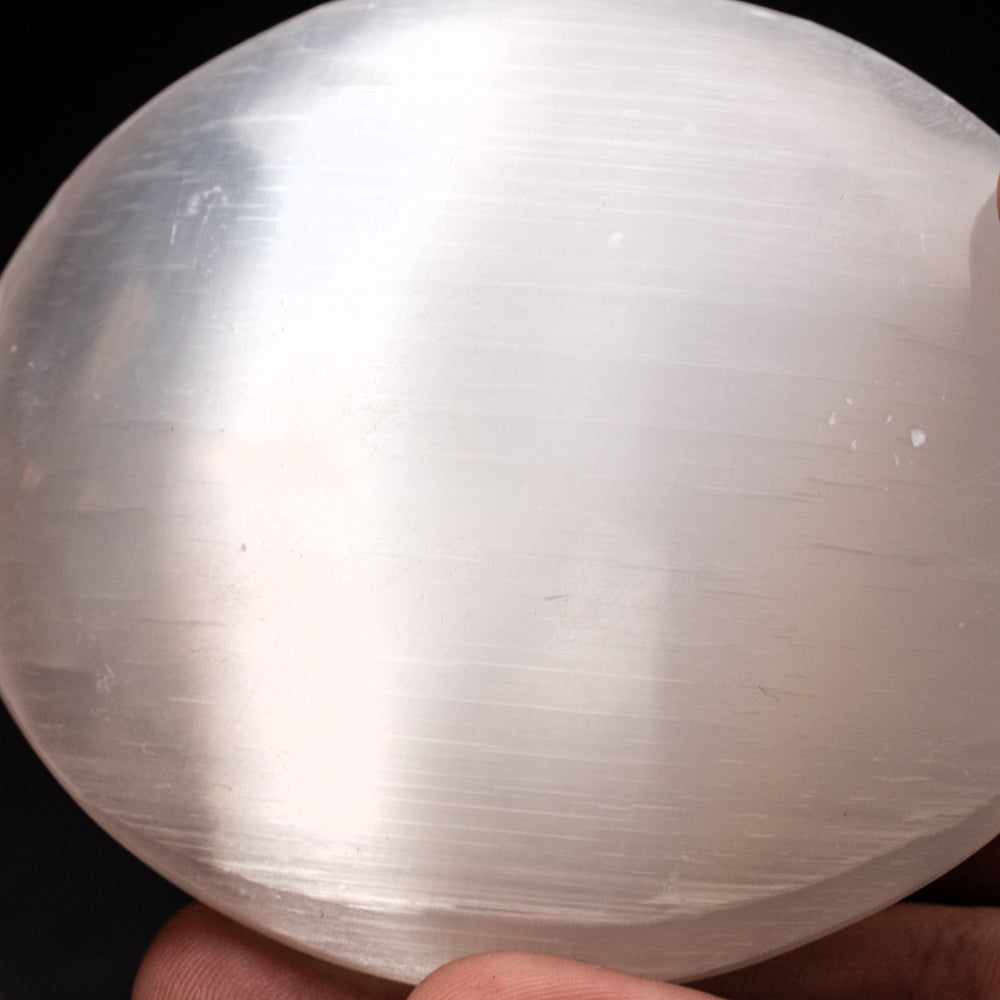 Genuine Cats Eye Selenite Palm Stone from Morocco (162 grams)