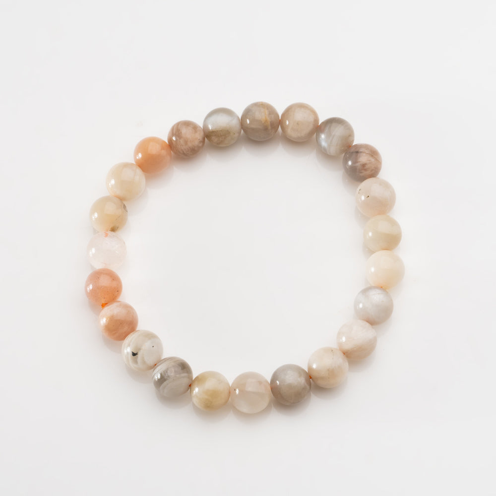 Multi Moonstone 8mm Beaded 7 Inch Stretch Bracelet
