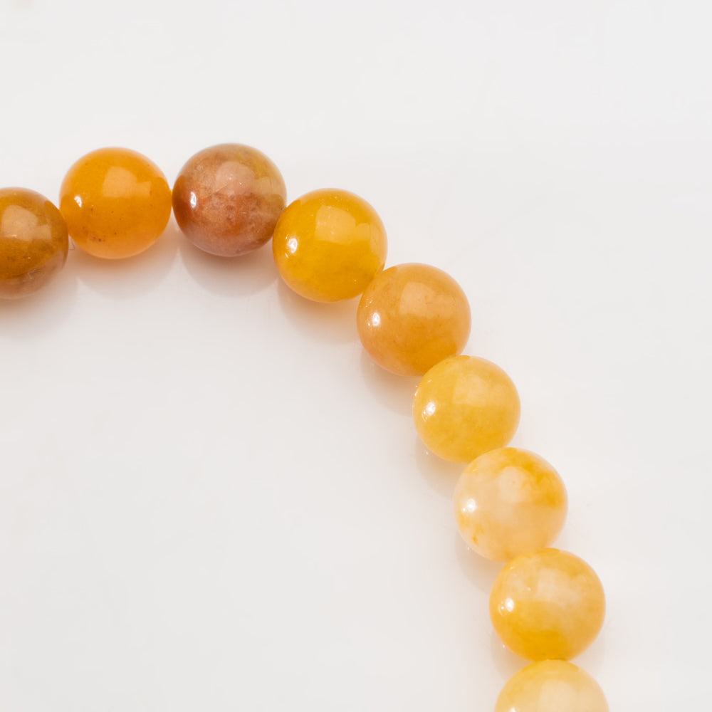 Yellow Jade Gemstone 8mm Beaded 7 Inch Stretch Bracelet