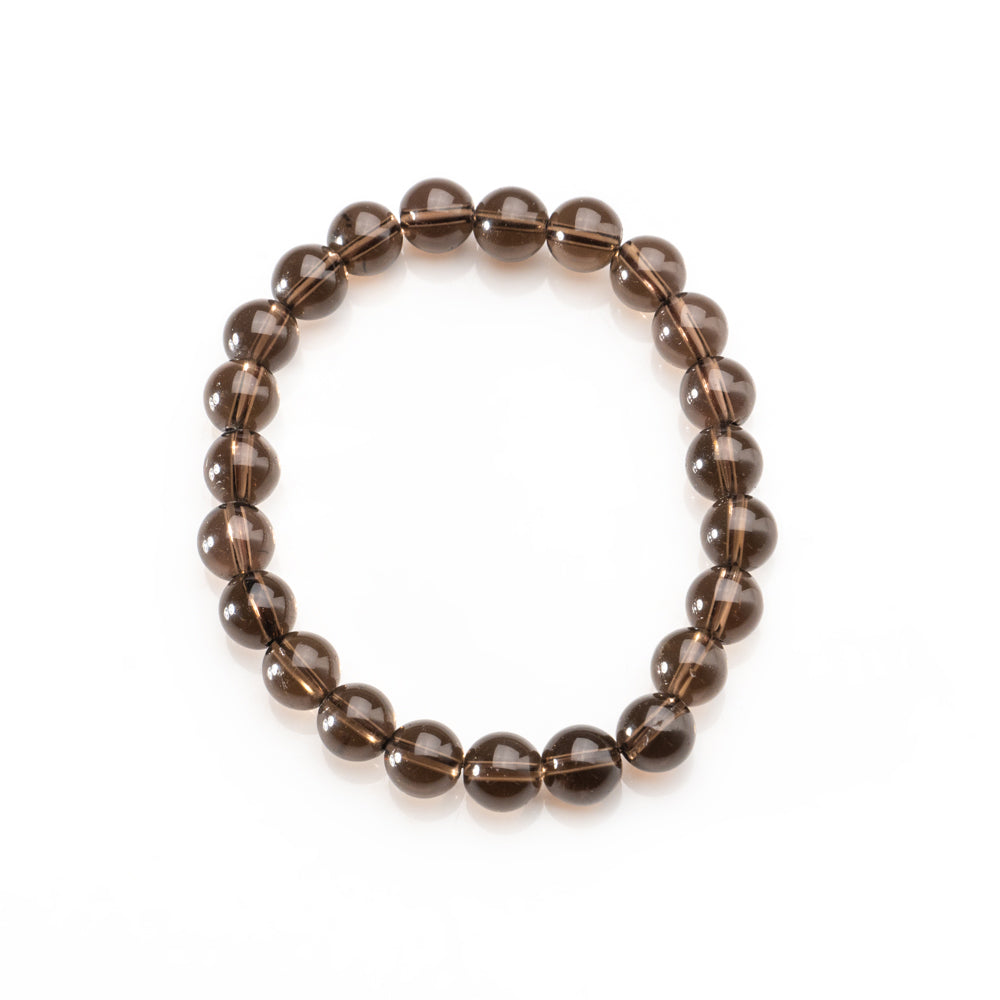 Smoky Quartz 8mm Beaded 7 Inch Stretch Bracelet