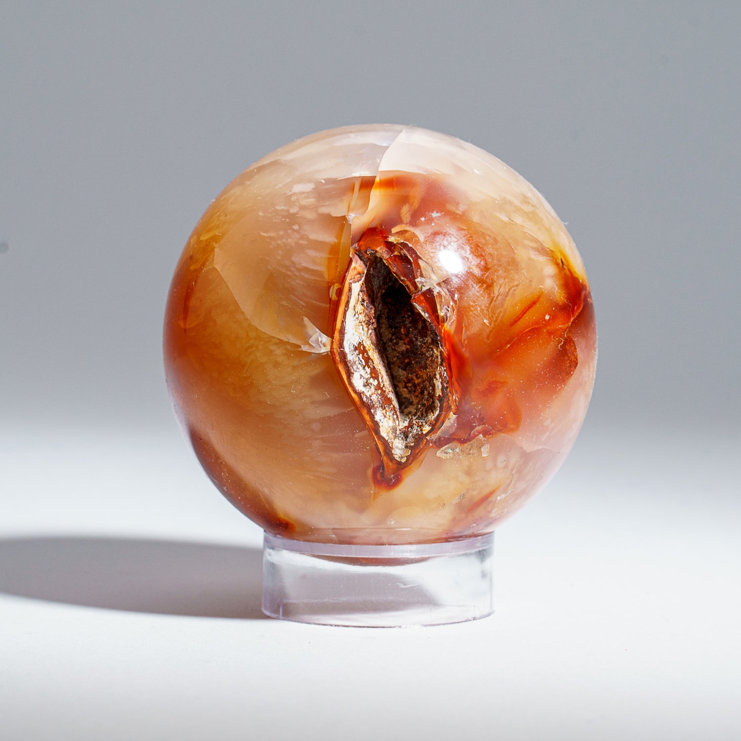 Polished Carnelian Agate Sphere from Madagascar (282.7 grams)