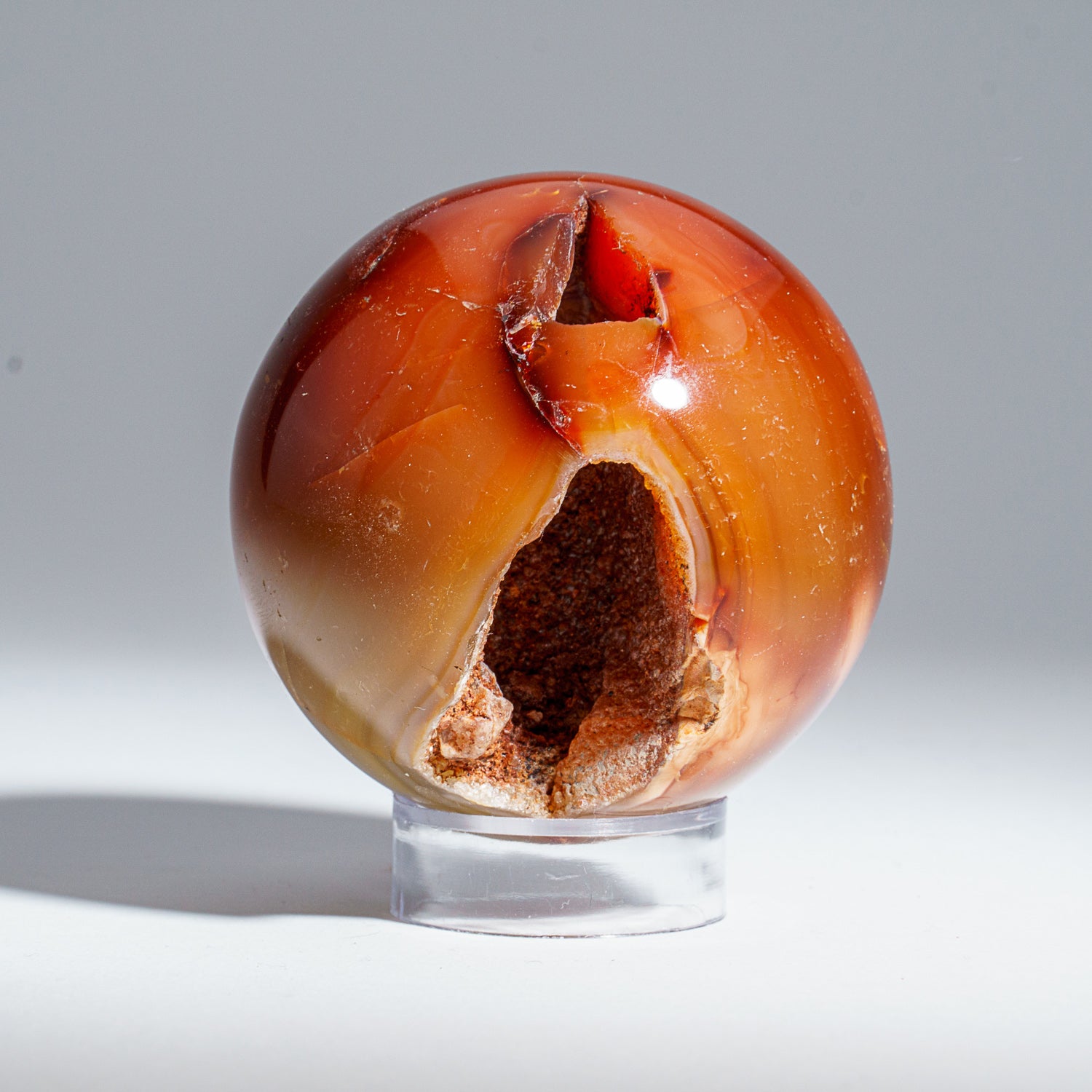 Polished Carnelian Agate Sphere from Madagascar (293 grams)