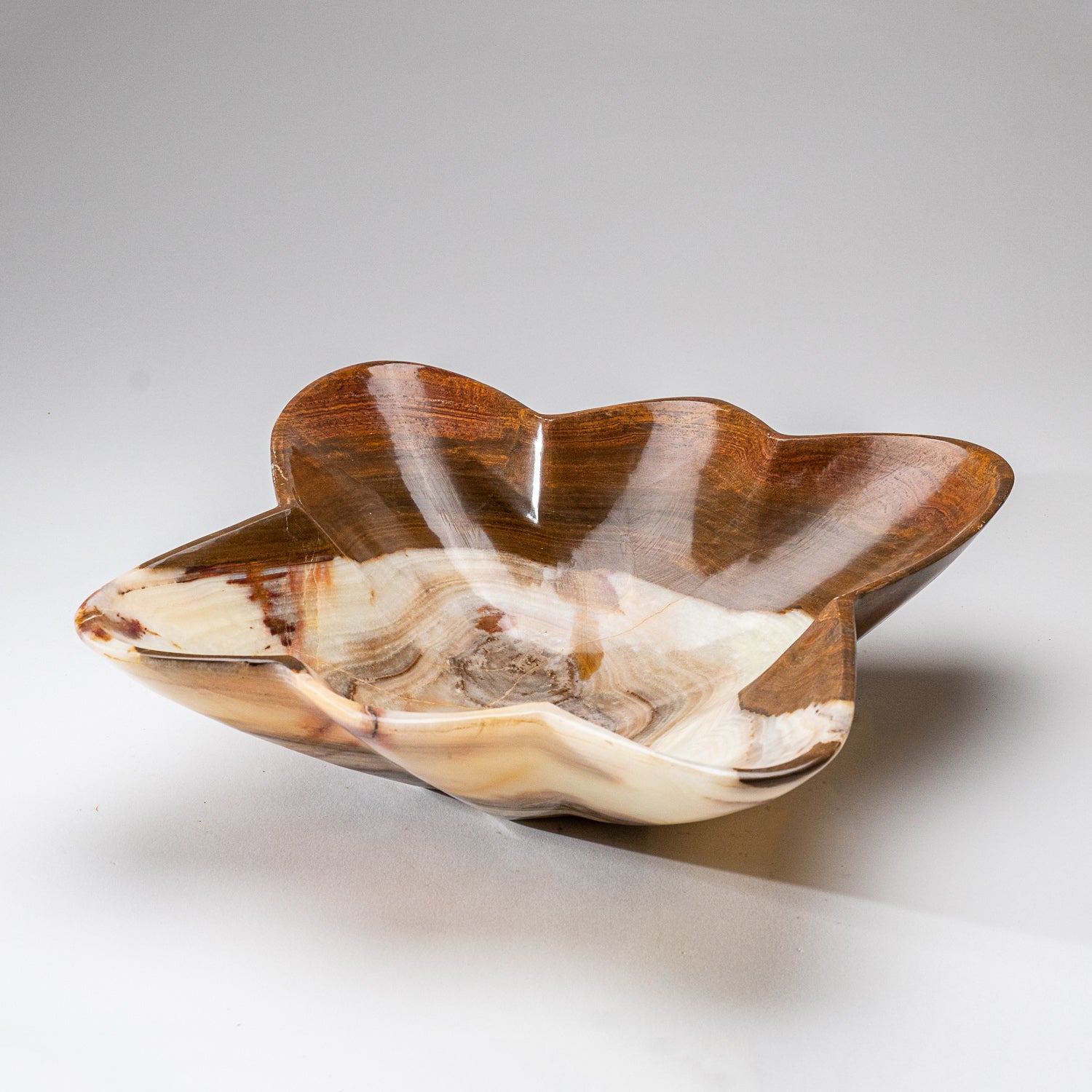Genuine Polished Brown and White Onyx Bowl from Pakistan (7.4 lbs)