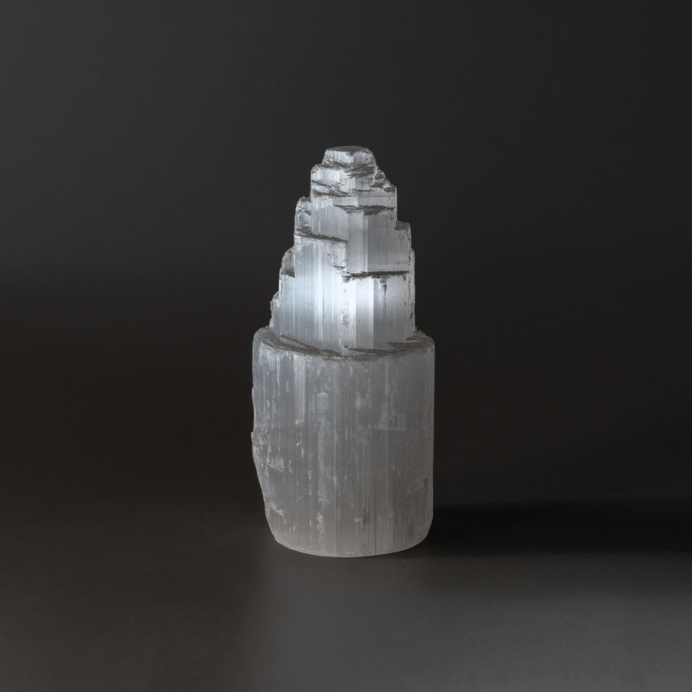 Small Cats-Eye Selenite Castle Tower from Morocco (187 grams)