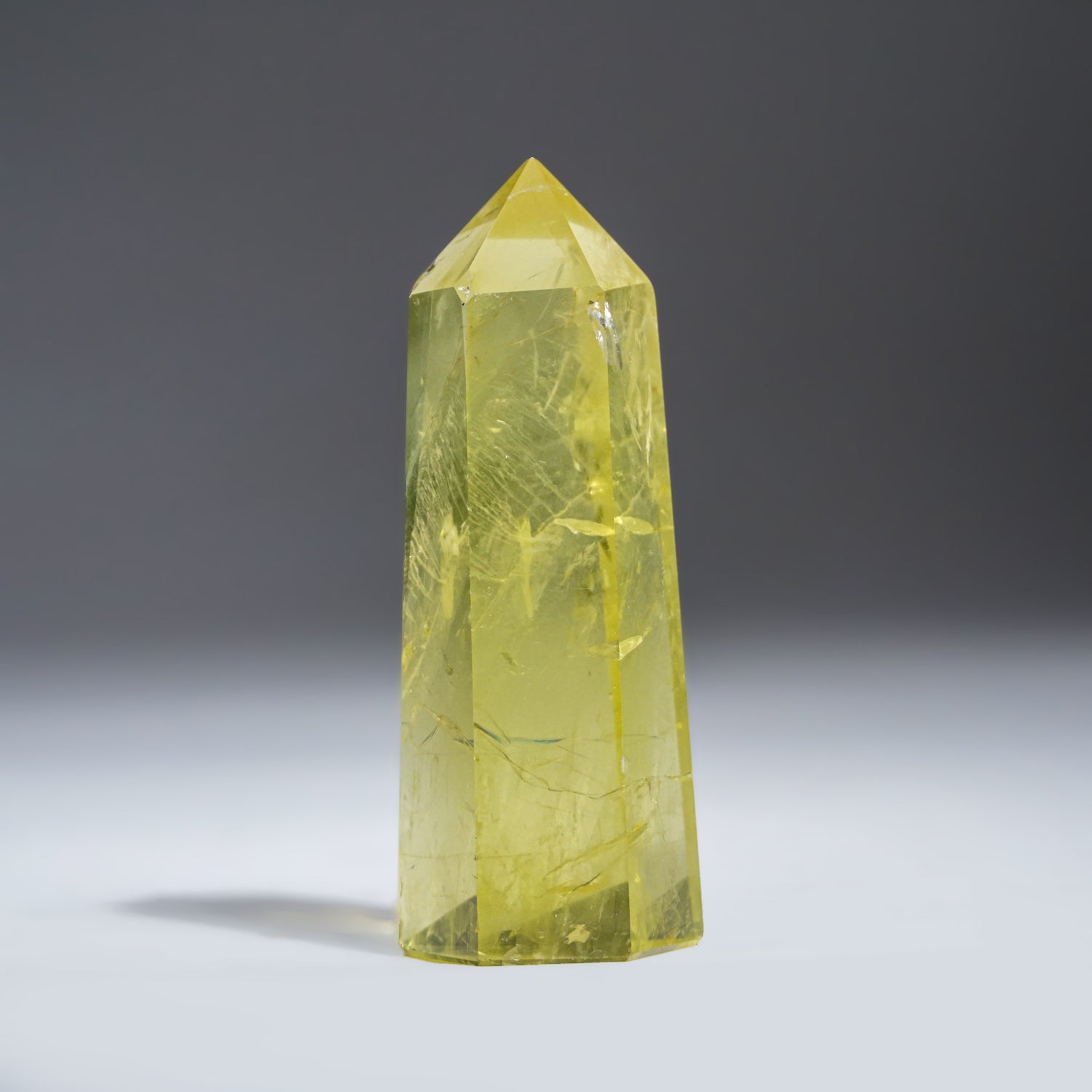Polished Lemon Quartz Crystal Point from Brazil (113 grams)