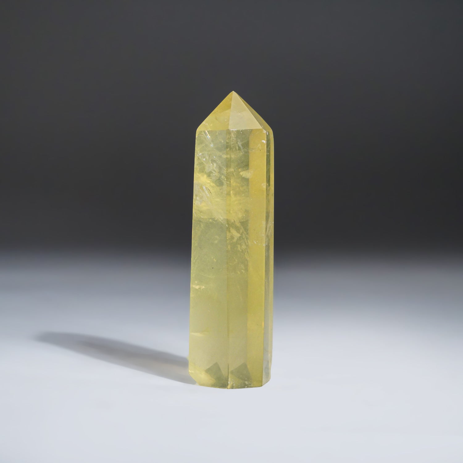 Polished Lemon Quartz Crystal Point from Brazil (160.2 grams)