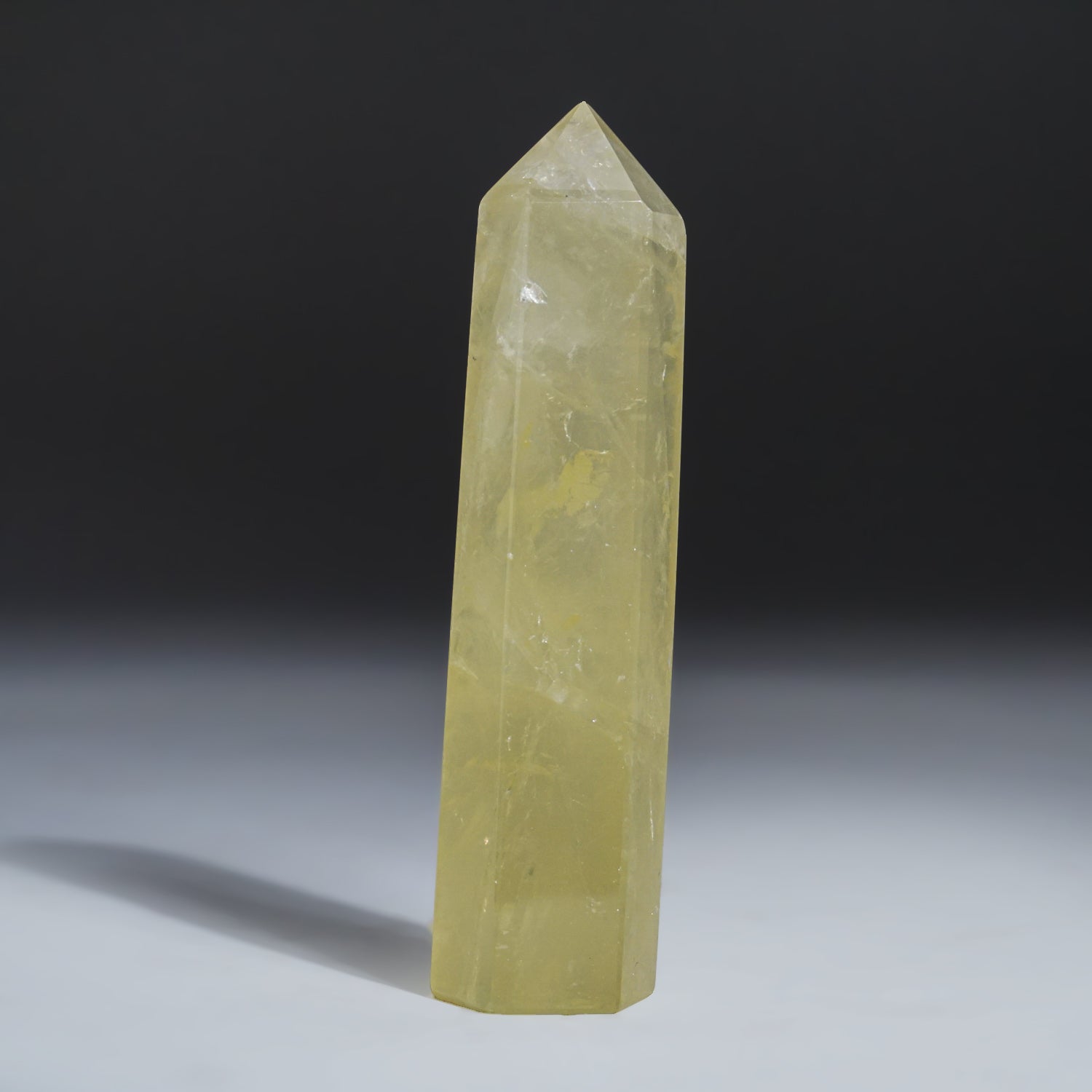 Polished Lemon Quartz Crystal Point from Brazil (150.9 grams)