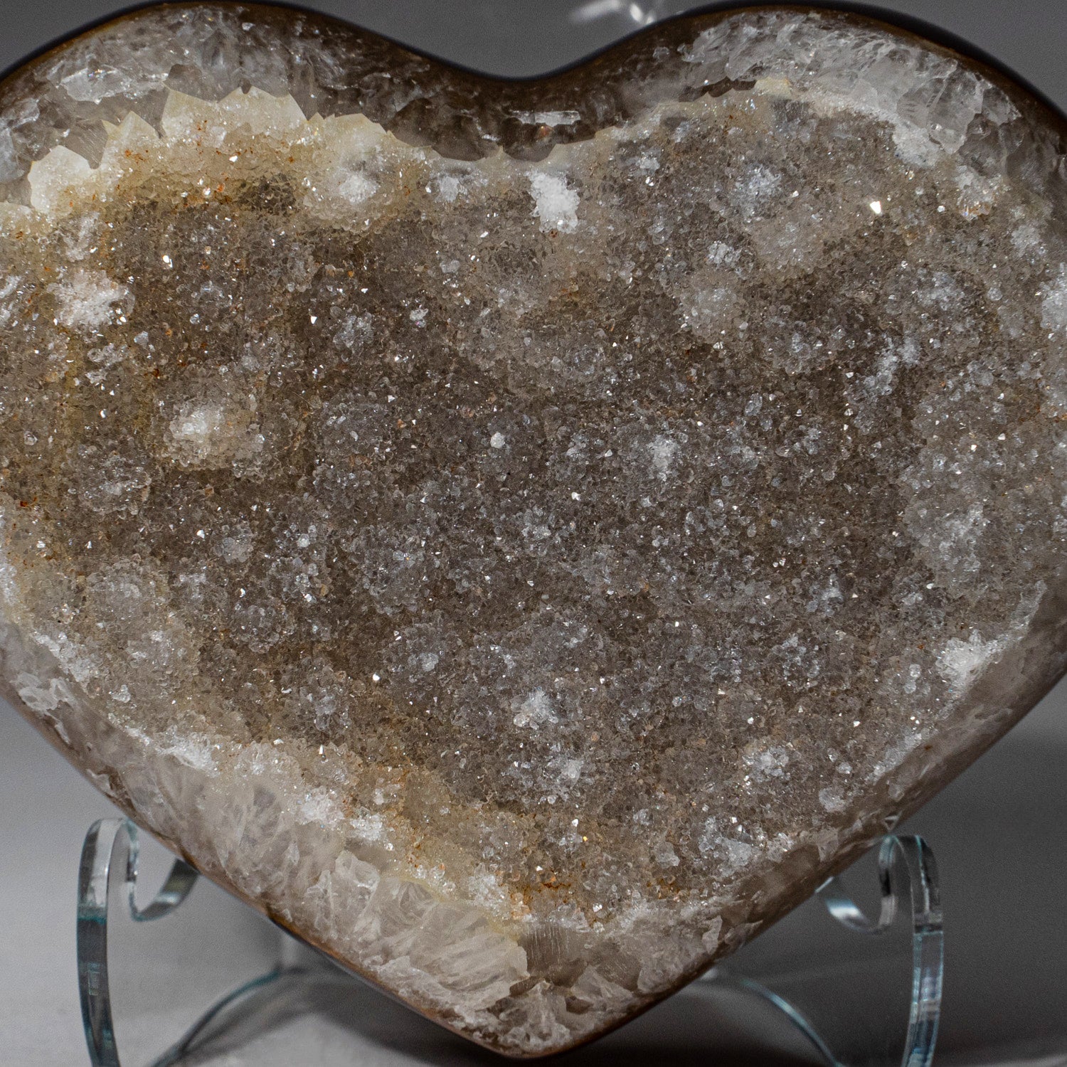 Genuine Banded Agate Druzy Cluster Heart from Uruguay (421.9 grams)