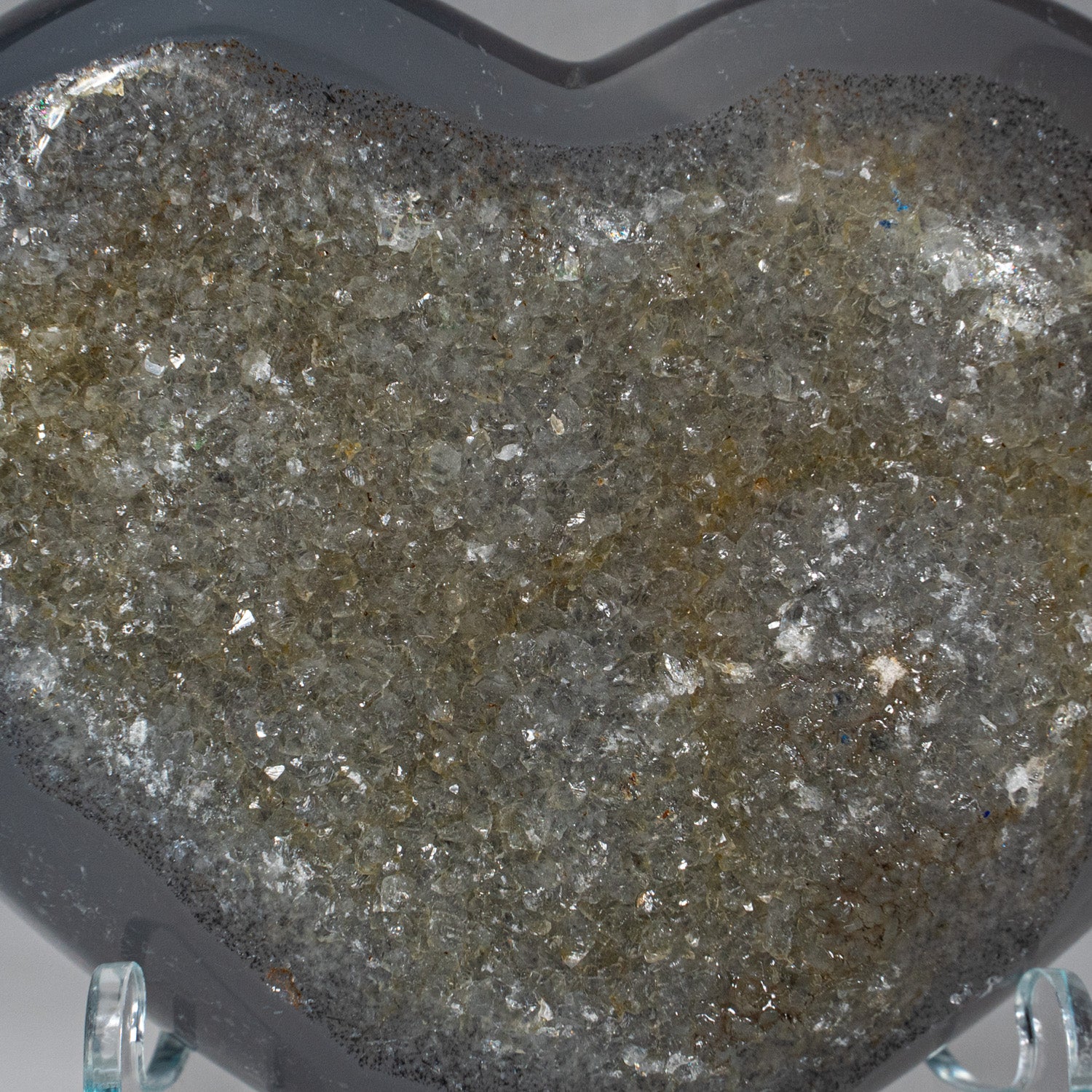 Genuine Banded Agate Druzy Cluster Heart from Uruguay (323.3 grams)