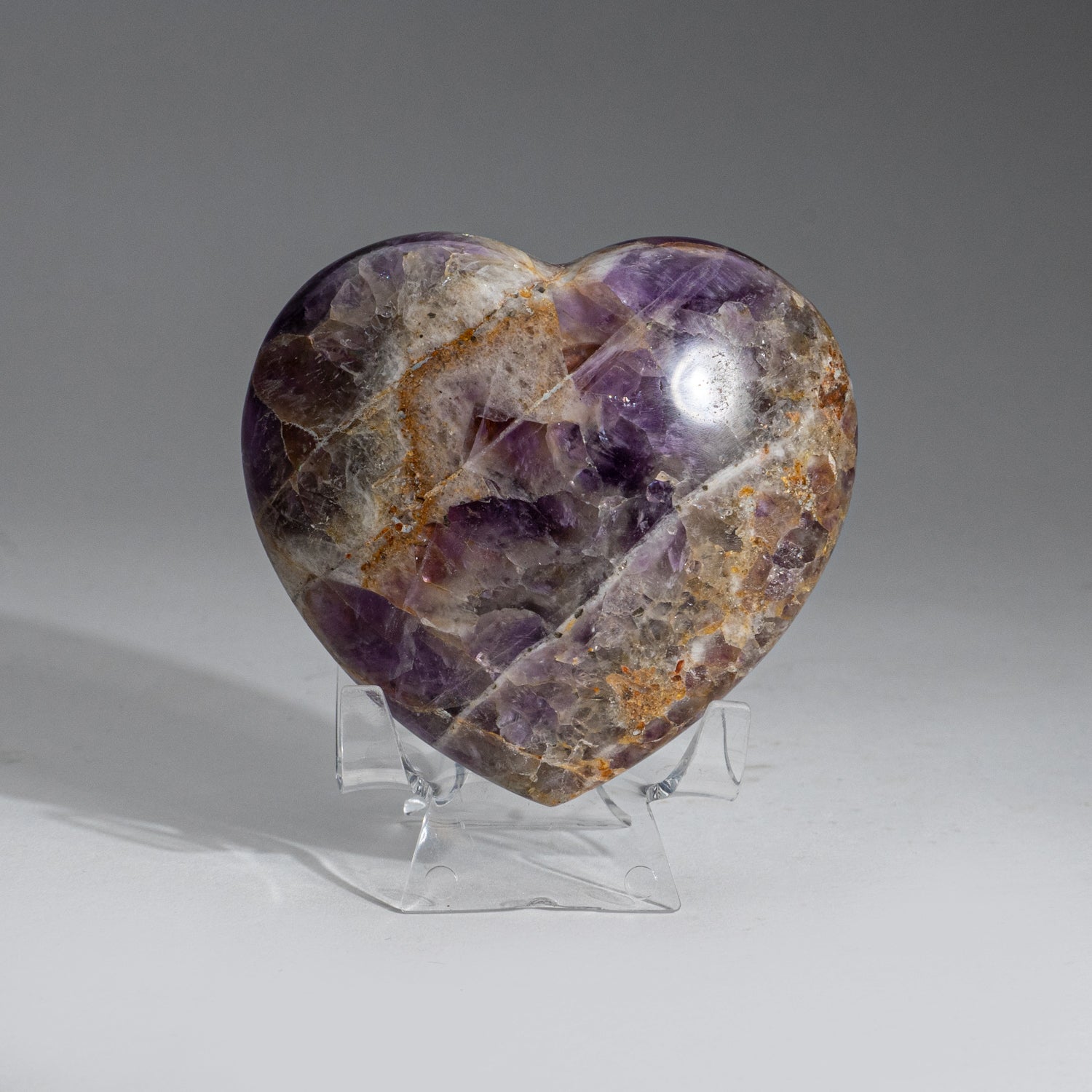 Polished Chevron Amethyst Small Heart from Brazil (335 grams)
