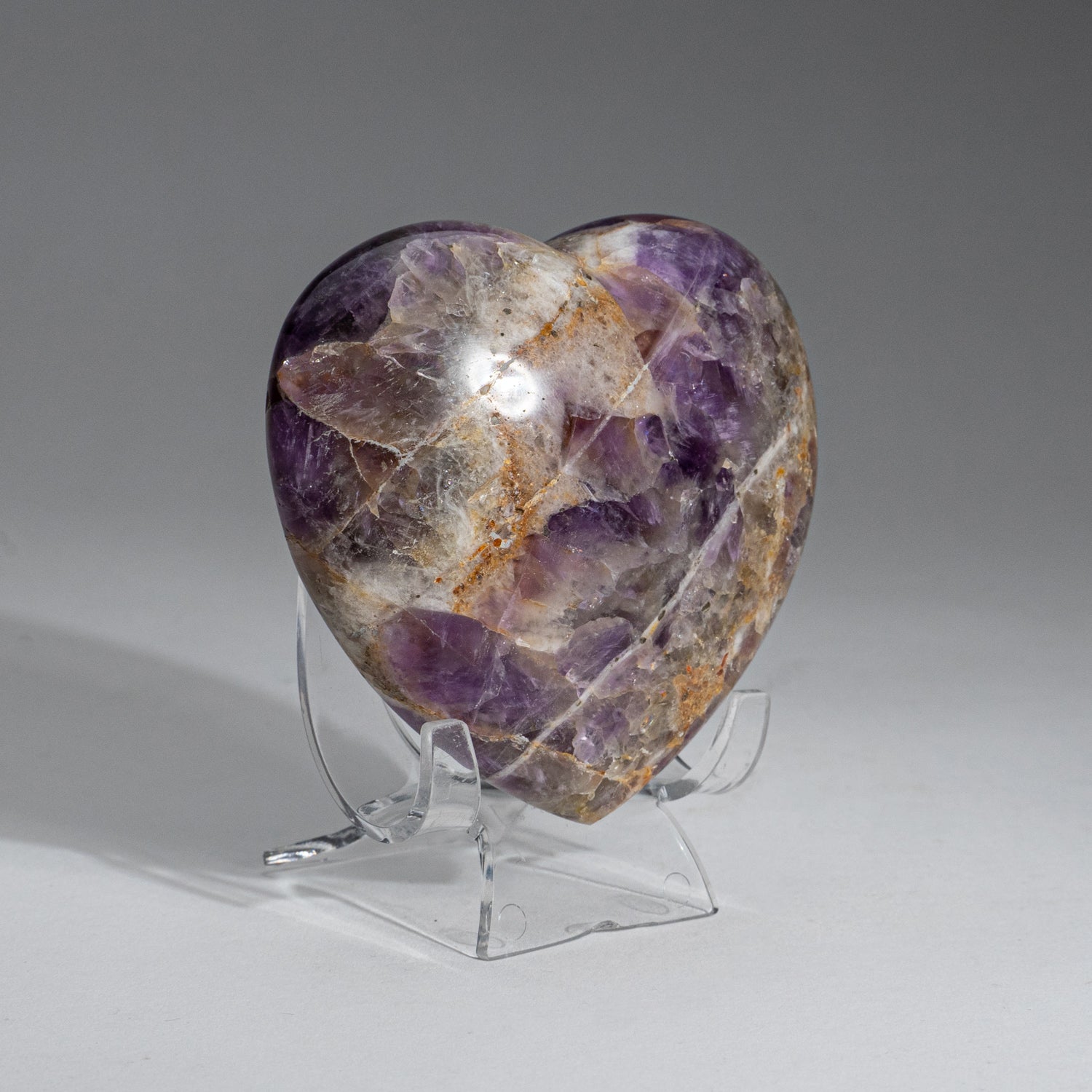 Polished Chevron Amethyst Small Heart from Brazil (335 grams)