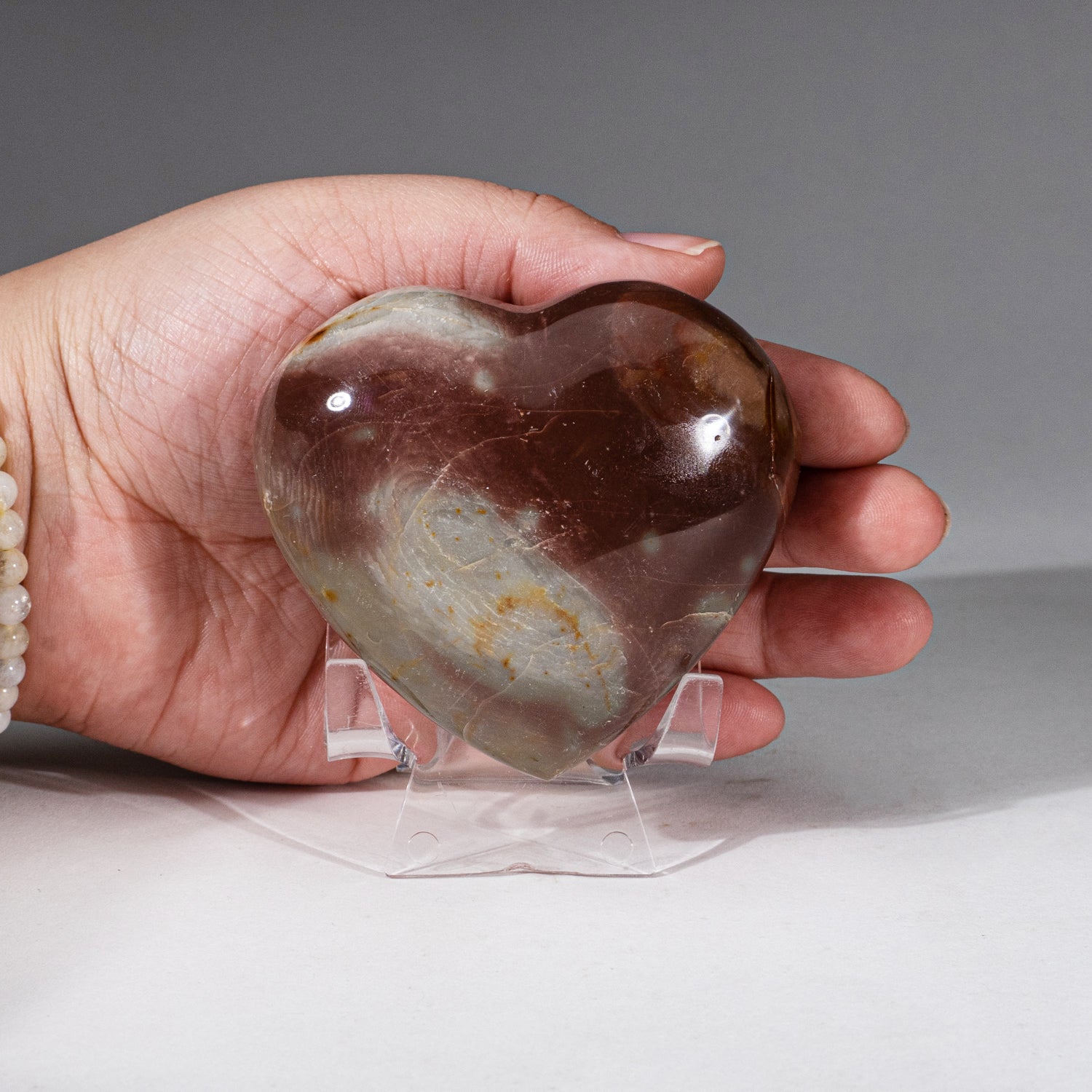 Genuine Polished Polychrome Jasper Heart from Madagascar (267 grams)